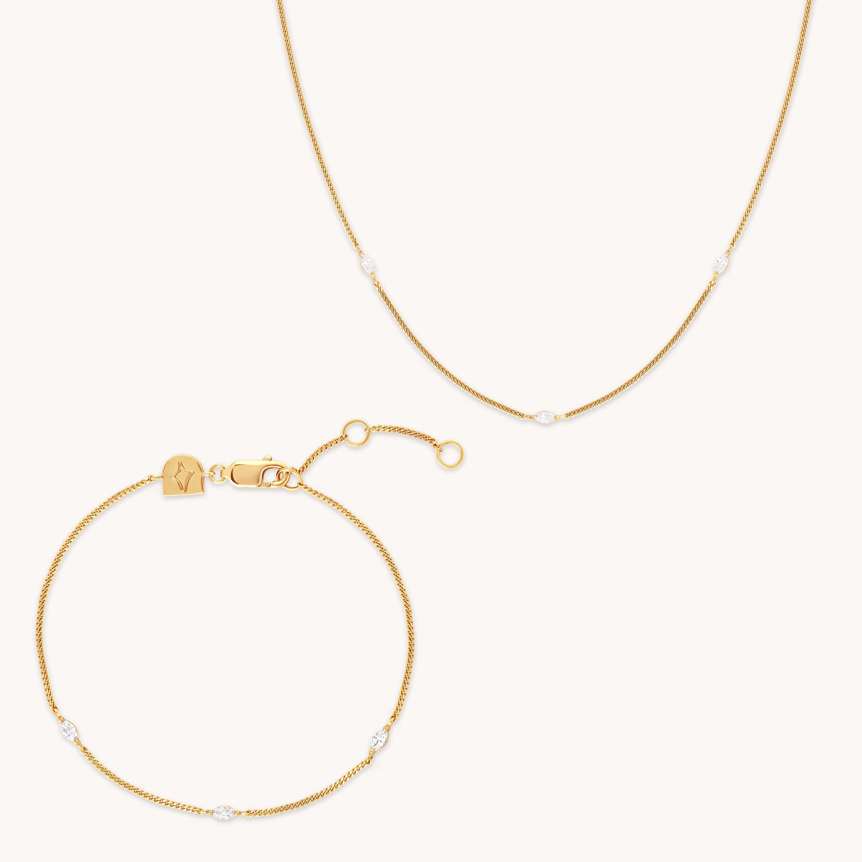 Bold Zodiacs & Zodiac Gift Sets - Navette Crystal Gift Set in Gold - Stacking Sets - Astrid & Miyu