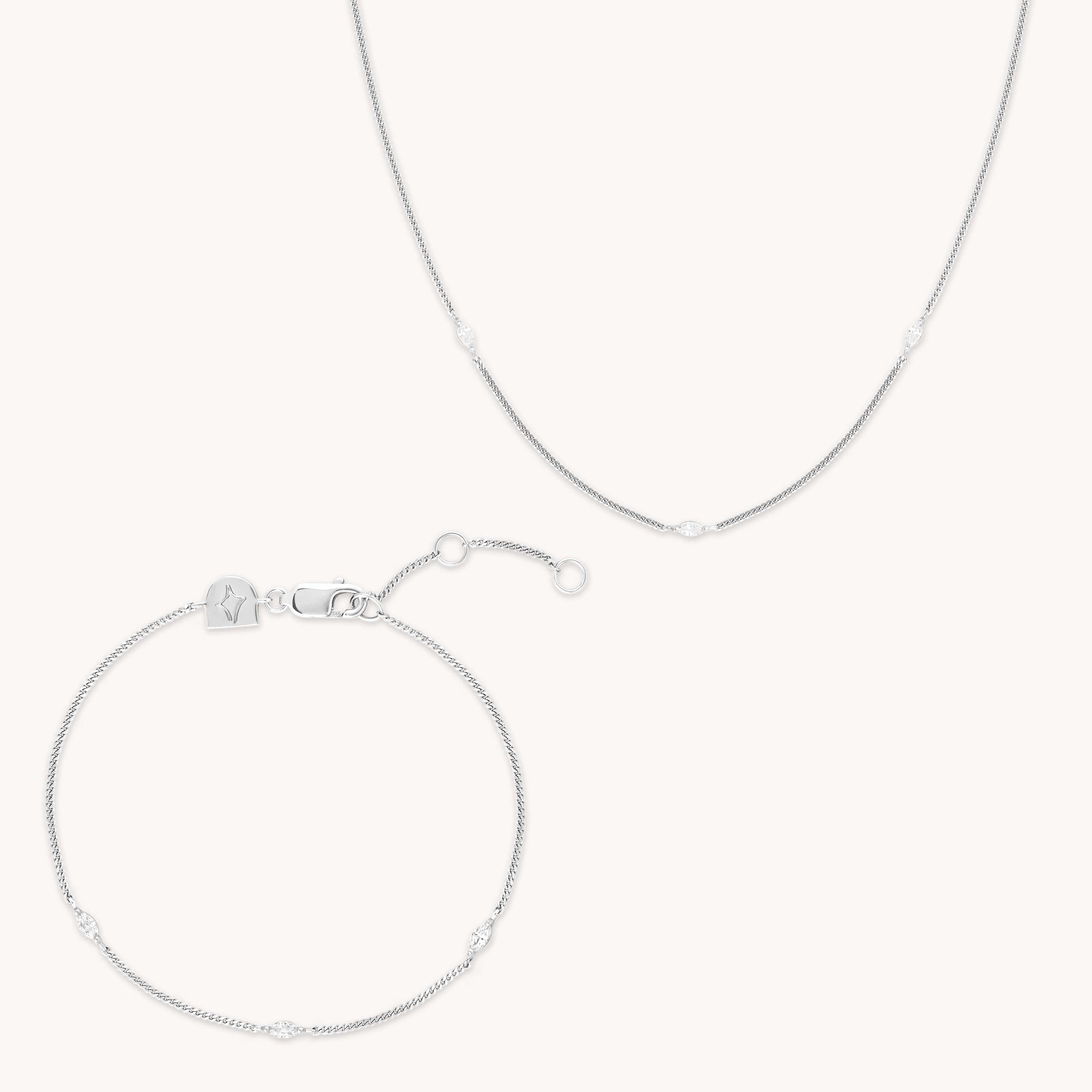 Bold Zodiacs & Zodiac Gift Sets - Navette Crystal Gift Set in Silver - Stacking Sets - Astrid & Miyu