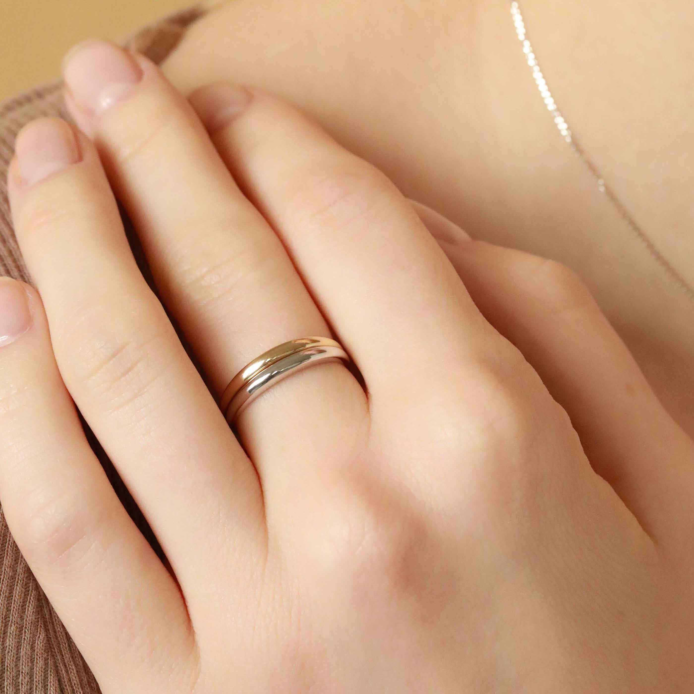 Band Rings - Dome Ring in Solid White Gold - Band Ring - Astrid & Miyu