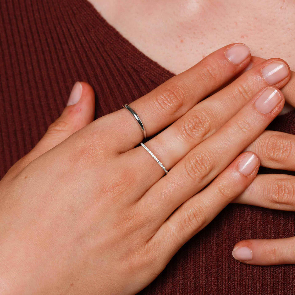 Band Rings - Dome Ring in Solid White Gold - Band Ring - Astrid & Miyu