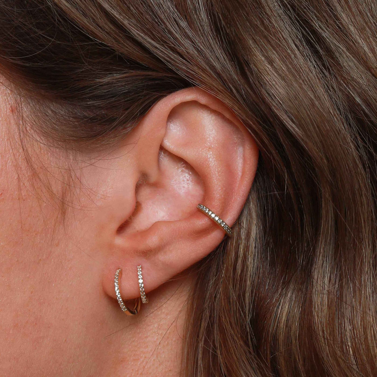 April White Topaz - Topaz Hoops in Solid Gold - Hoop Earrings - Astrid & Miyu