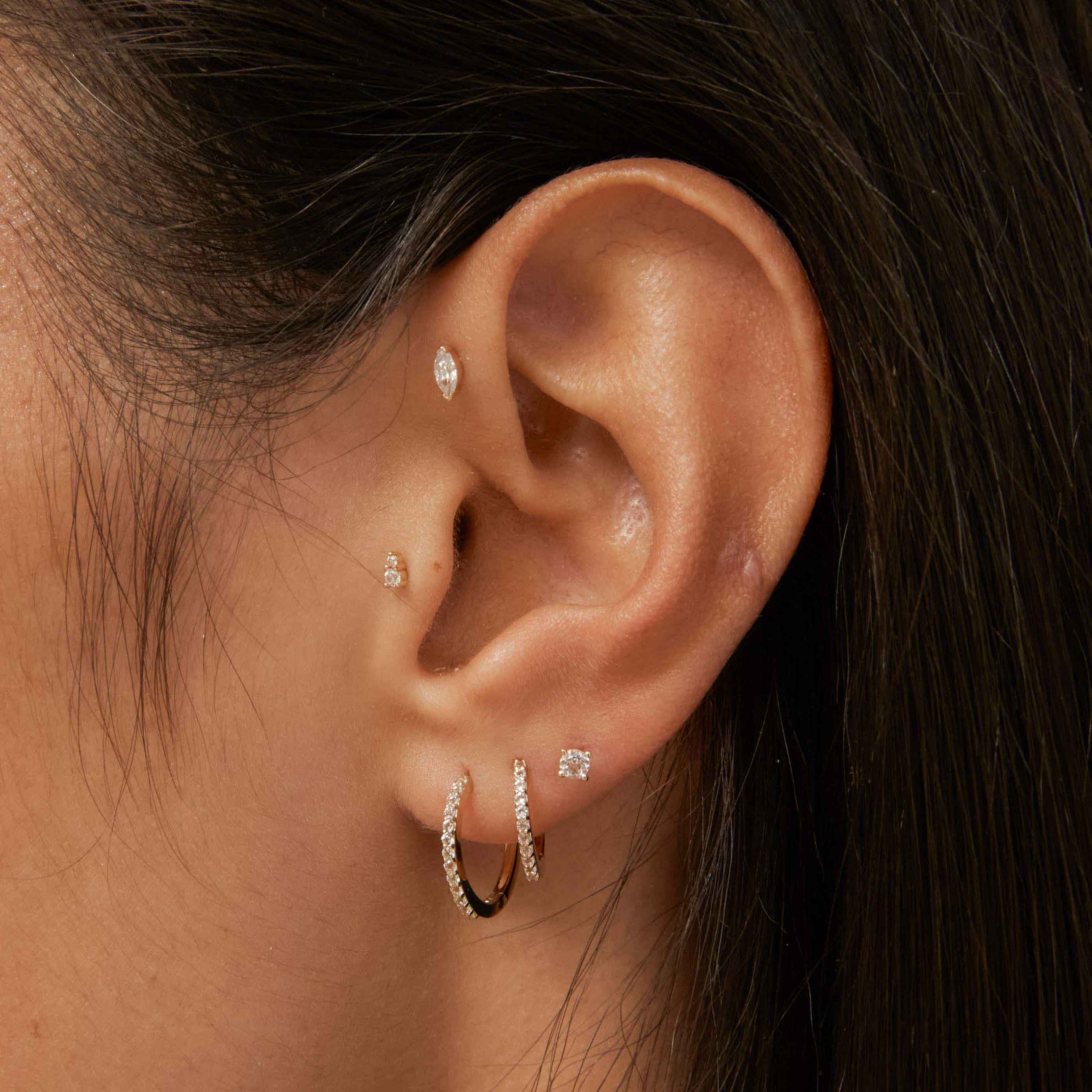 April White Topaz - Topaz Hoops in Solid Gold - Hoop Earrings - Astrid & Miyu