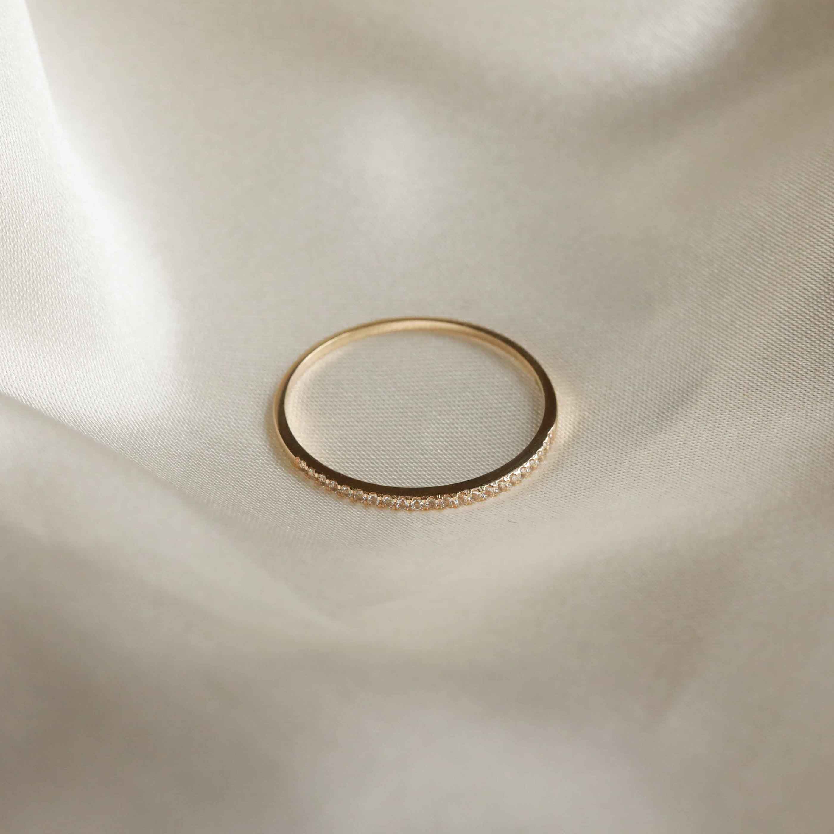 April White Topaz - Topaz Eternity Ring in Solid Gold - Band Ring - Astrid & Miyu