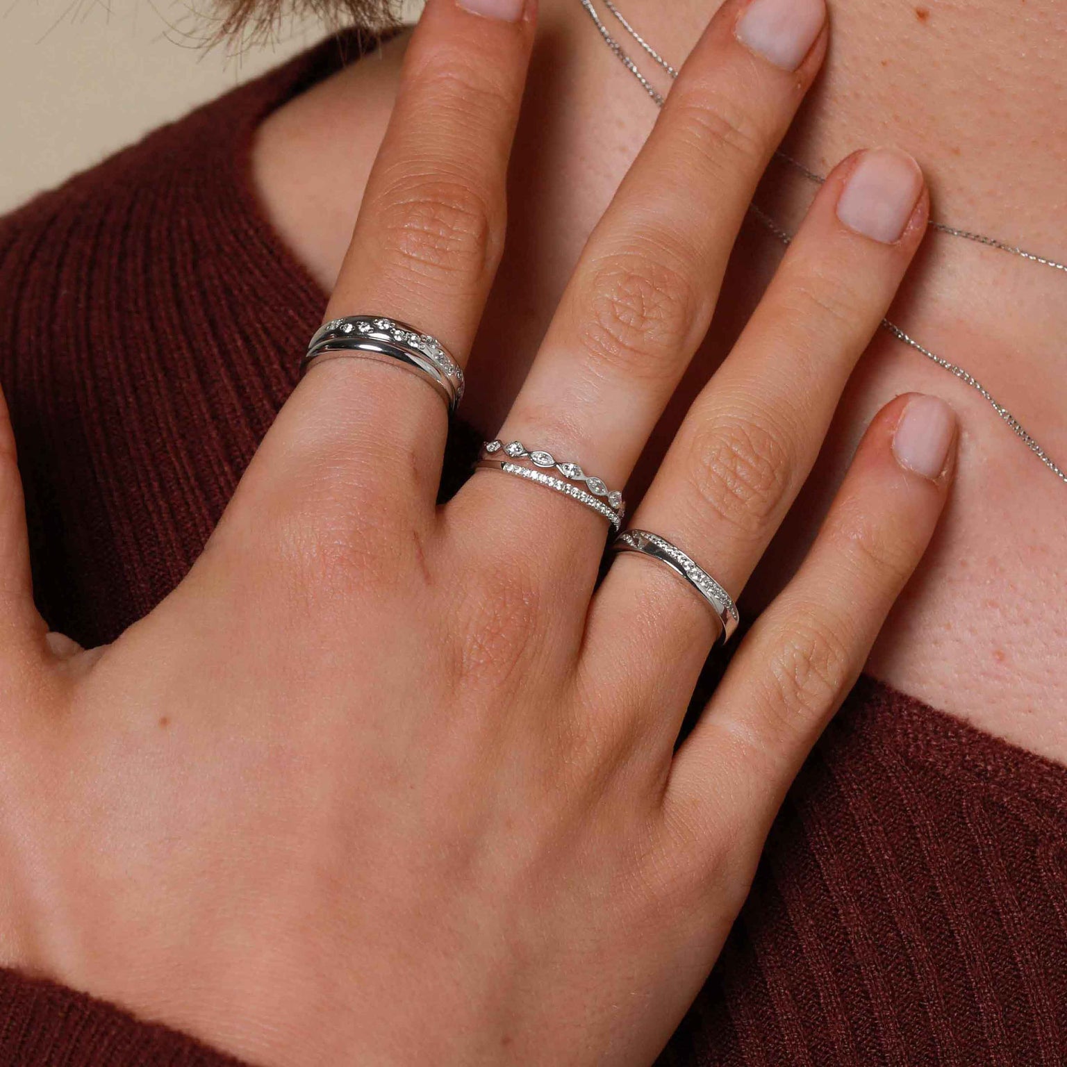 April White Topaz - Topaz Eternity Ring in Solid White Gold - Band Ring - Astrid & Miyu