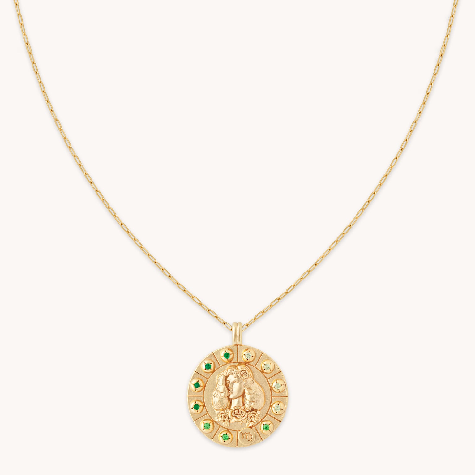 Virgo Bold Zodiac Pendant Necklace in Gold