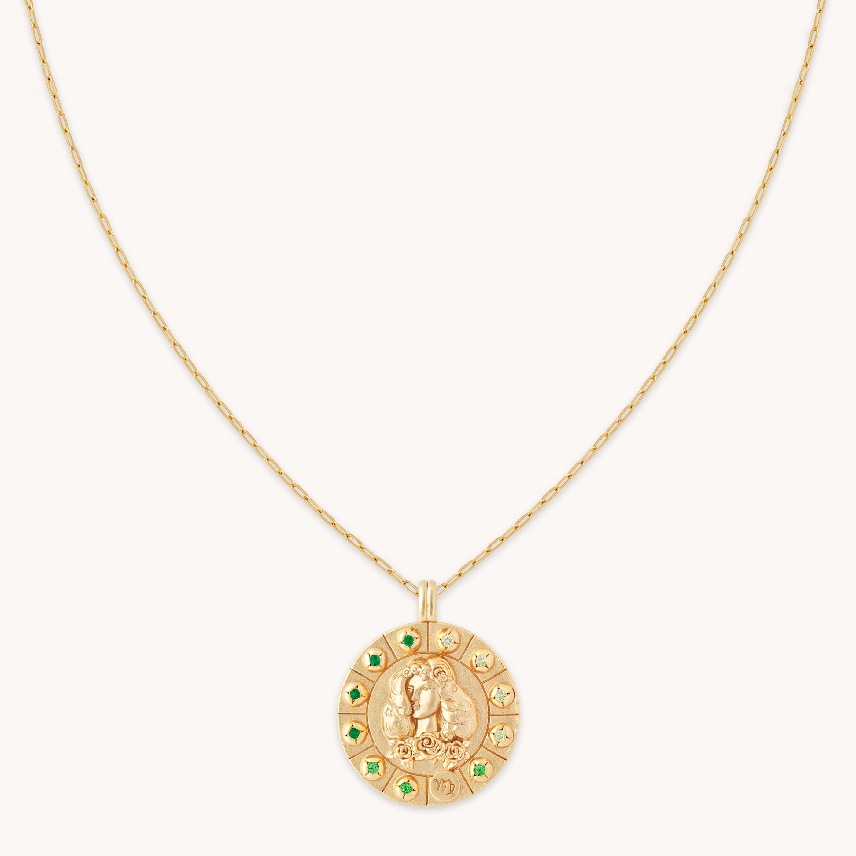 Virgo Bold Zodiac Pendant Necklace in Gold