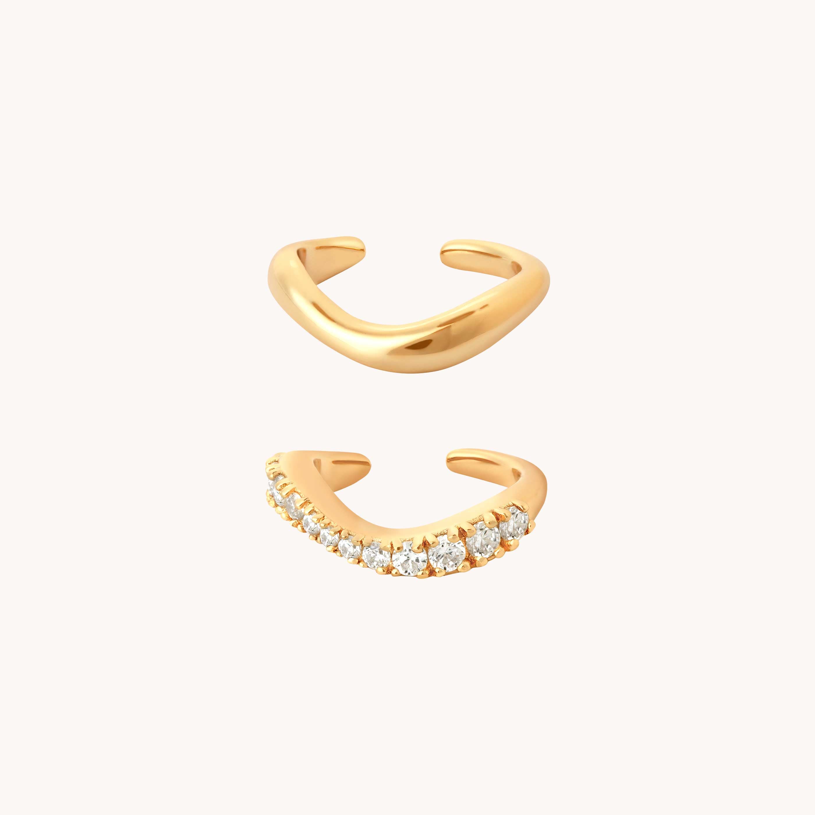 Bold Zodiacs & Zodiac Gift Sets - Wave Cuff Gift Set in Gold - Stacking Sets - Astrid & Miyu