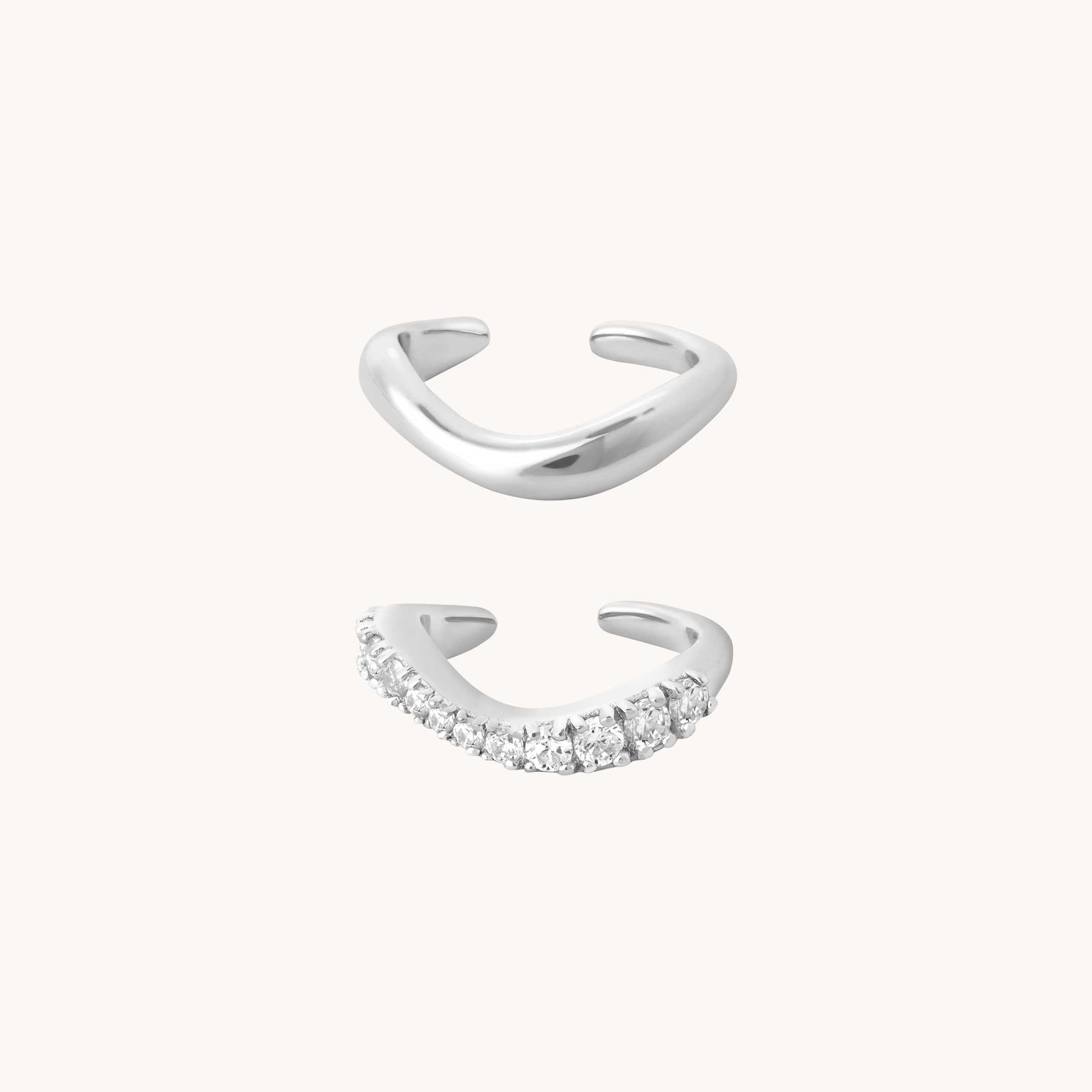 Bold Zodiacs & Zodiac Gift Sets - Wave Cuff Gift Set in Silver - Stacking Sets - Astrid & Miyu