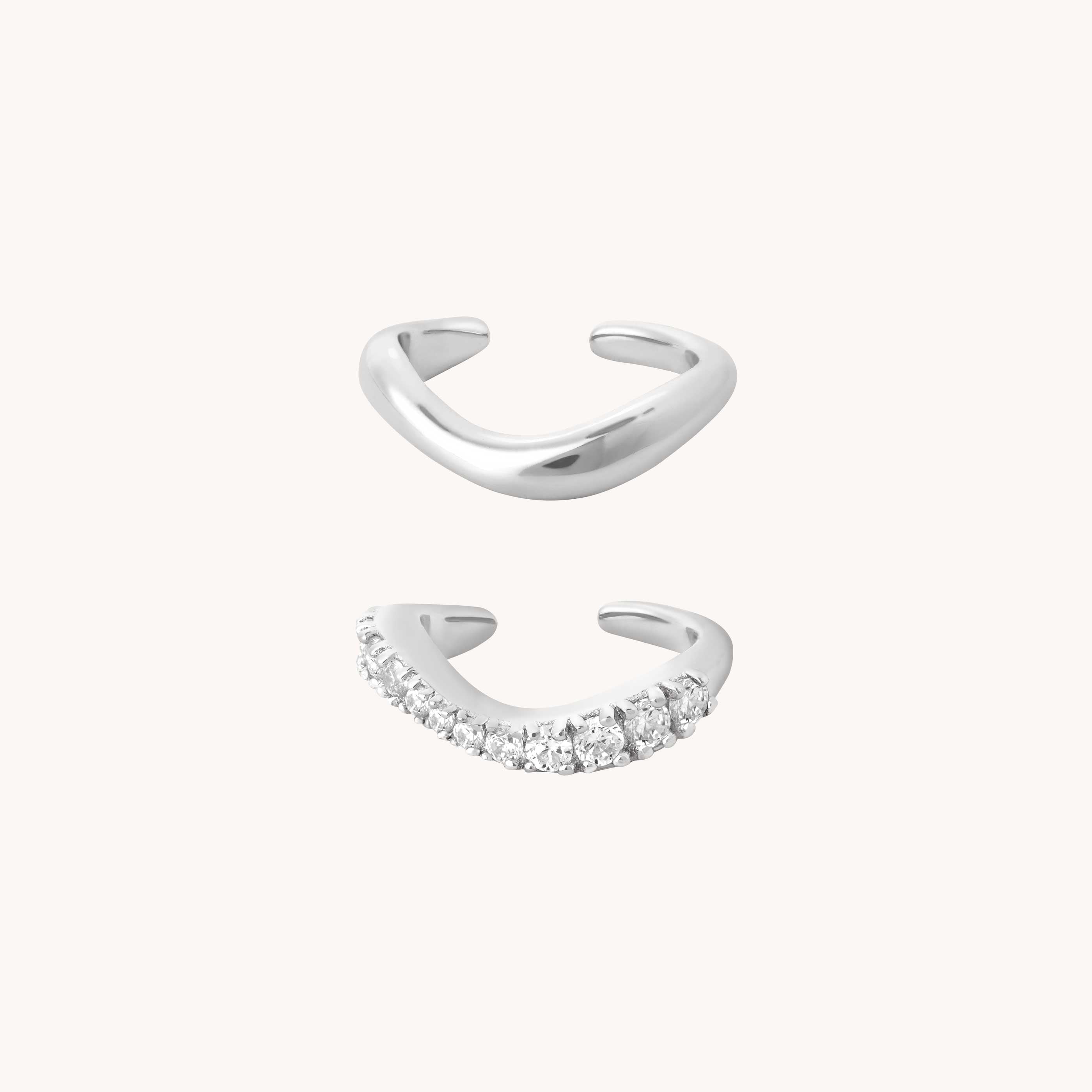 Bold Zodiacs & Zodiac Gift Sets - Wave Cuff Gift Set in Silver - Stacking Sets - Astrid & Miyu