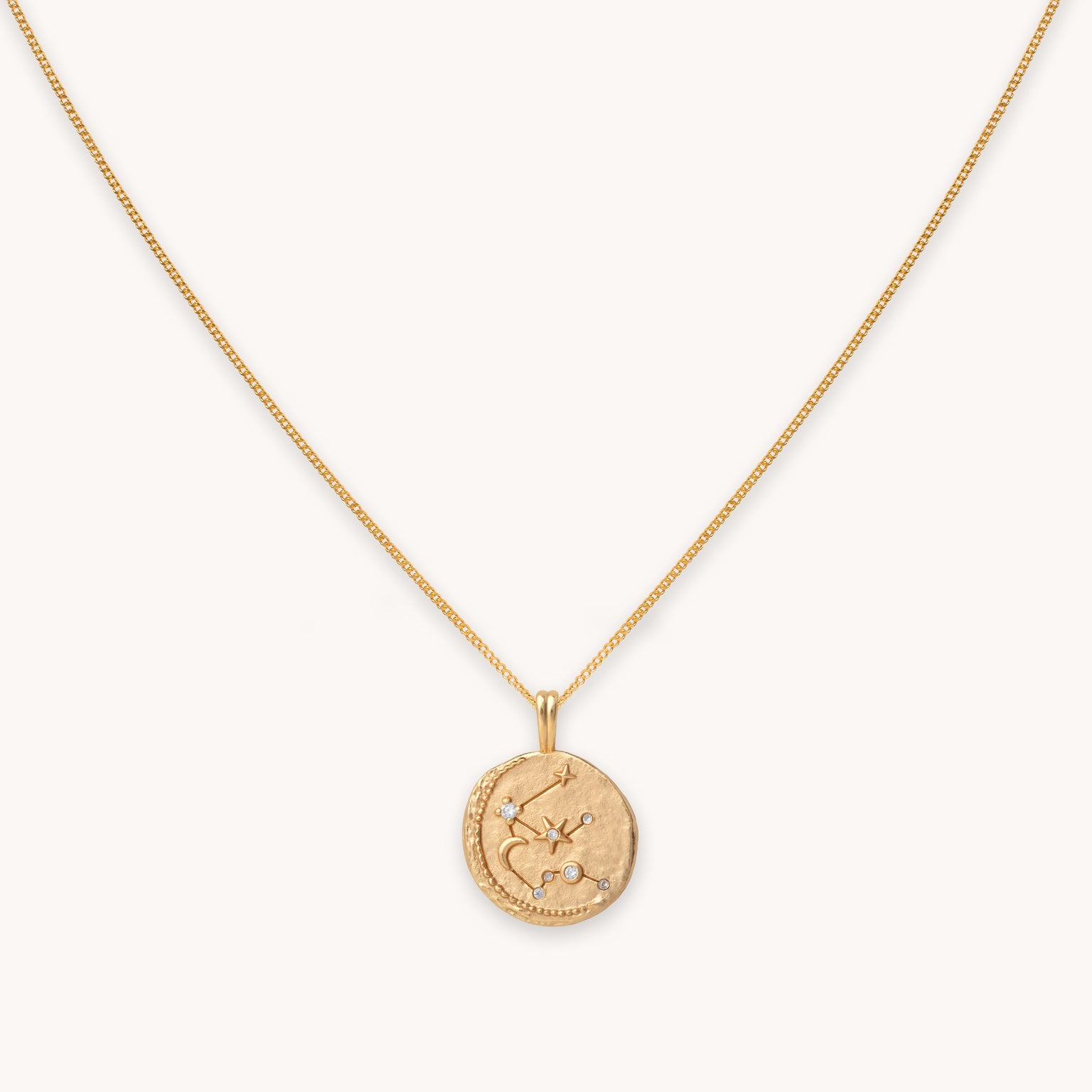 Aquarius Zodiac Pendant Necklace in Gold