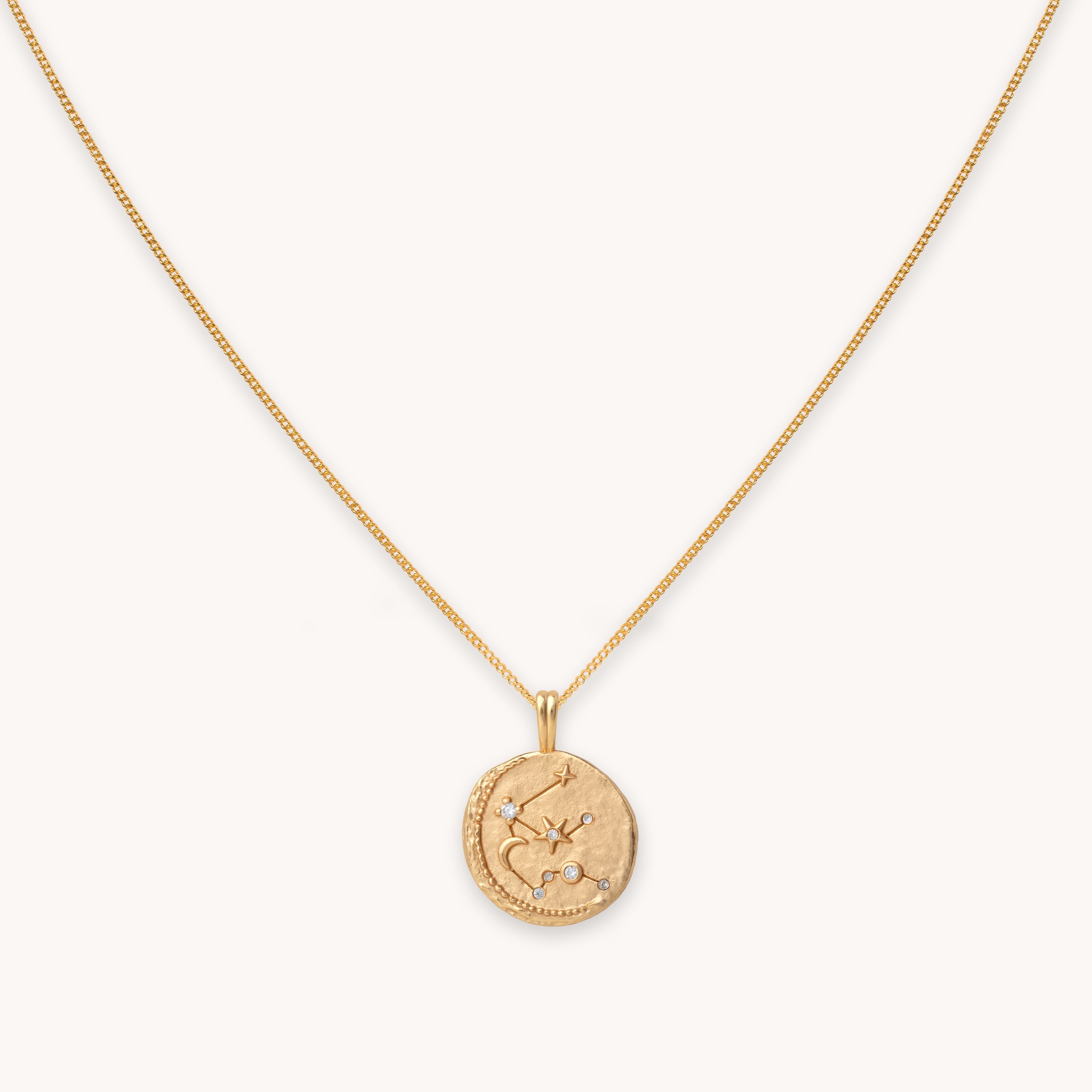 Aquarius Zodiac Pendant Necklace in Gold