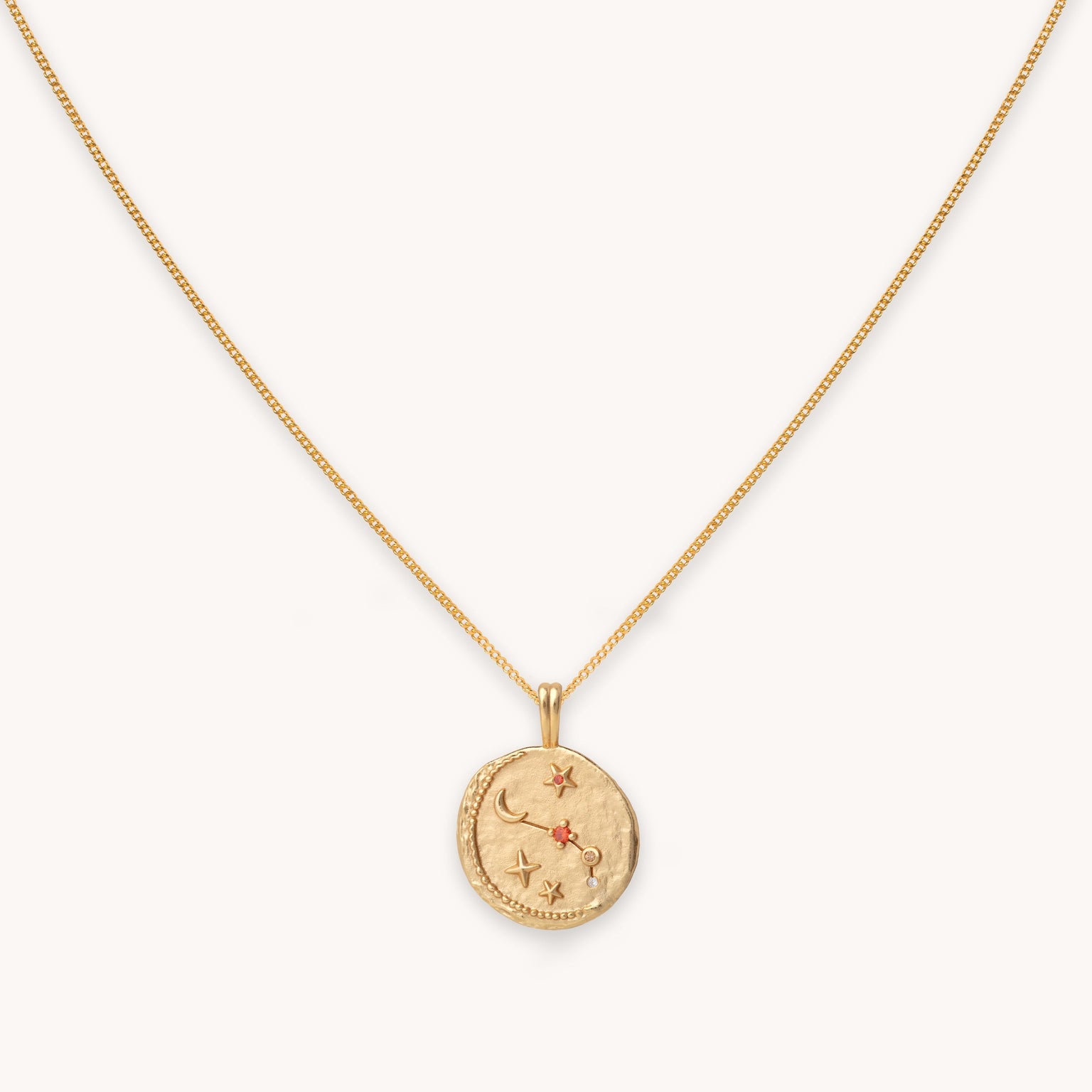 Aries Zodiac Pendant Necklace in Gold