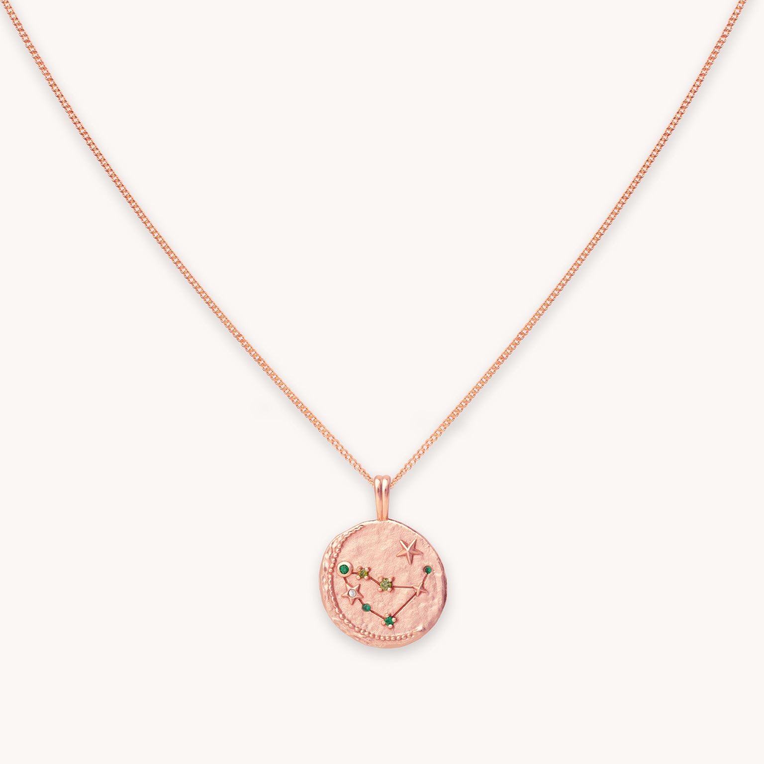 Capricorn Zodiac Pendant Necklace in Rose Gold