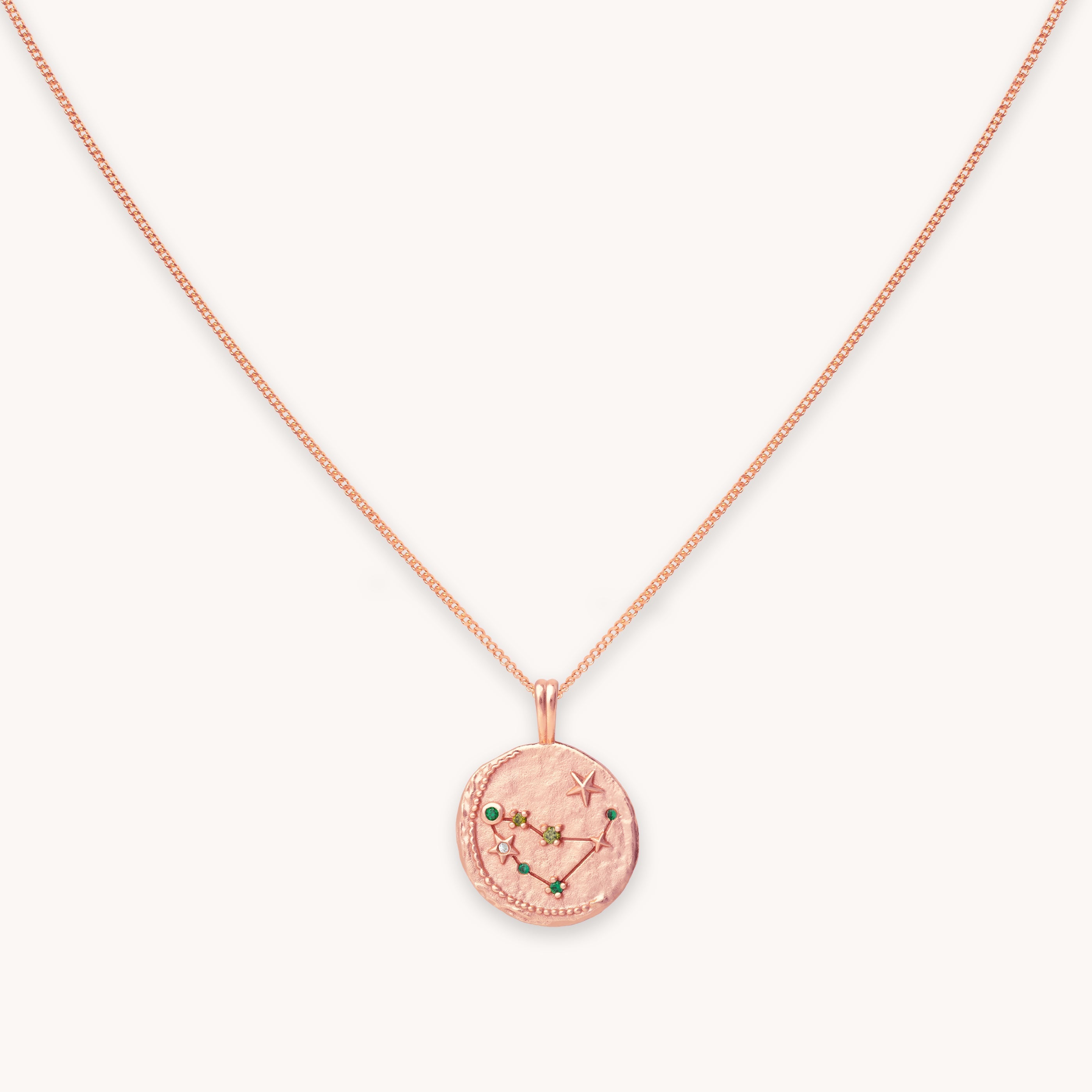 Capricorn Zodiac Pendant Necklace in Rose Gold