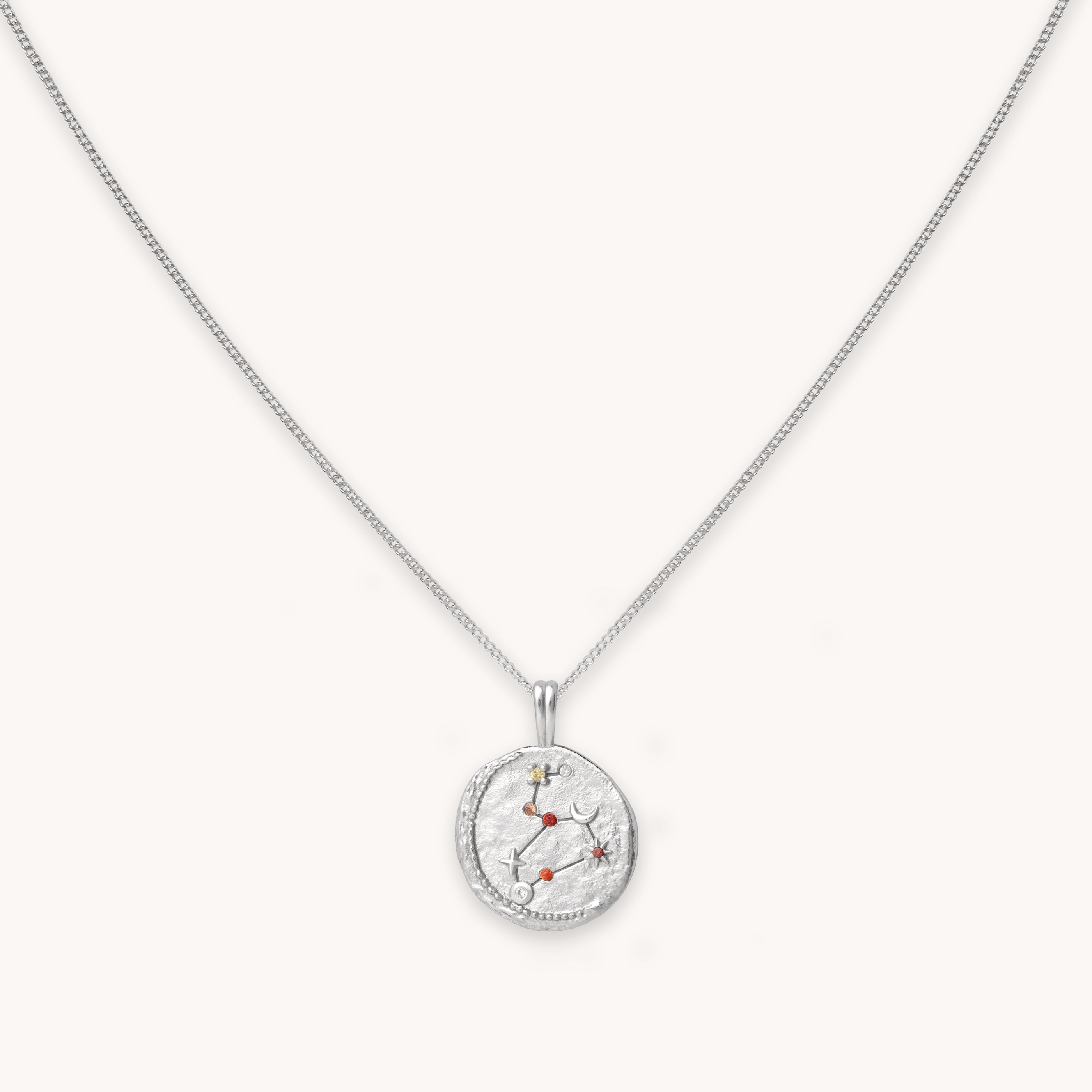 Leo Zodiac Pendant Necklace in Silver