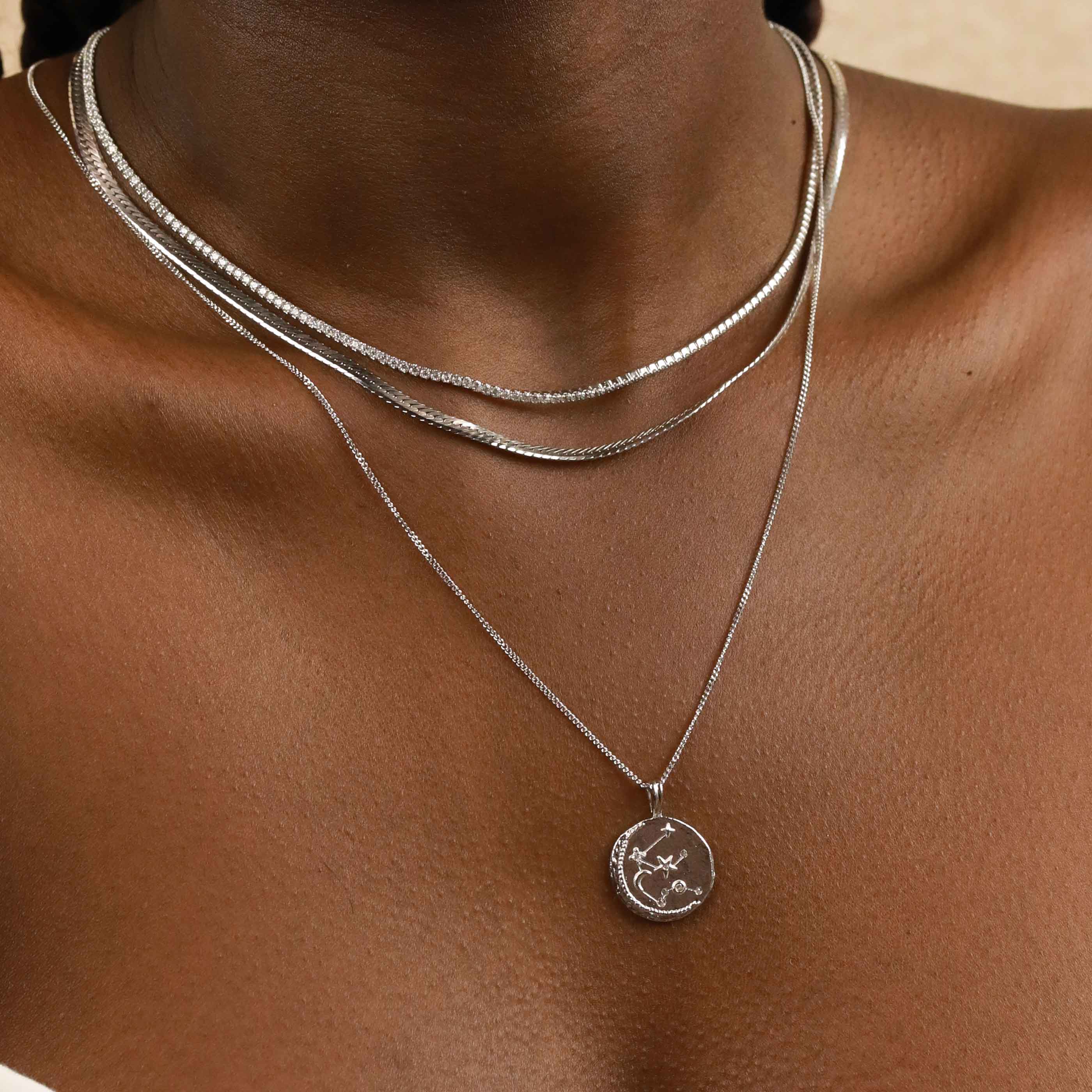 Aquarius Jewellery - Aquarius Zodiac Pendant Necklace in Silver - Zodiac Pendant - Astrid & Miyu