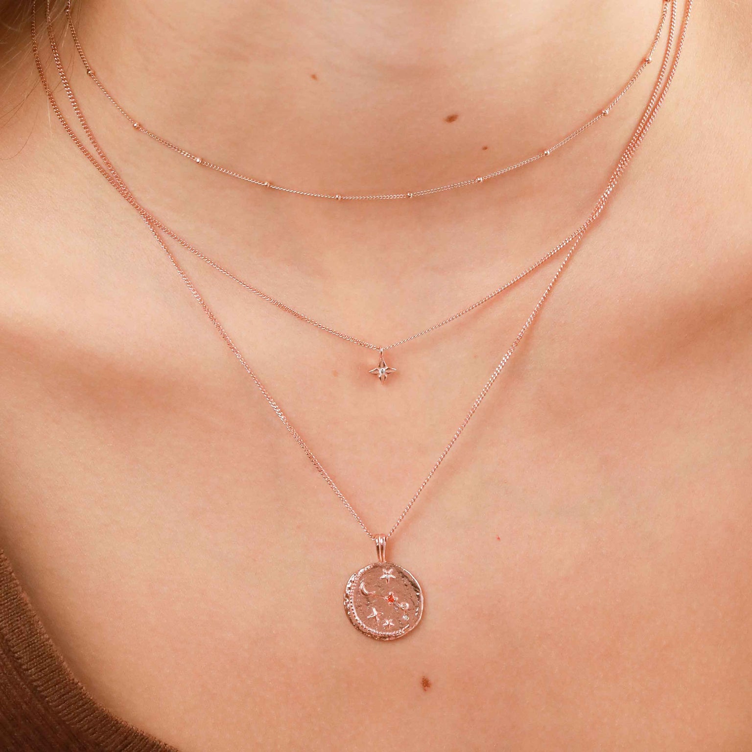 18k Rose Gold Plated Jewellery - Aries Zodiac Pendant Necklace in Rose Gold - Zodiac Pendant - Astrid & Miyu