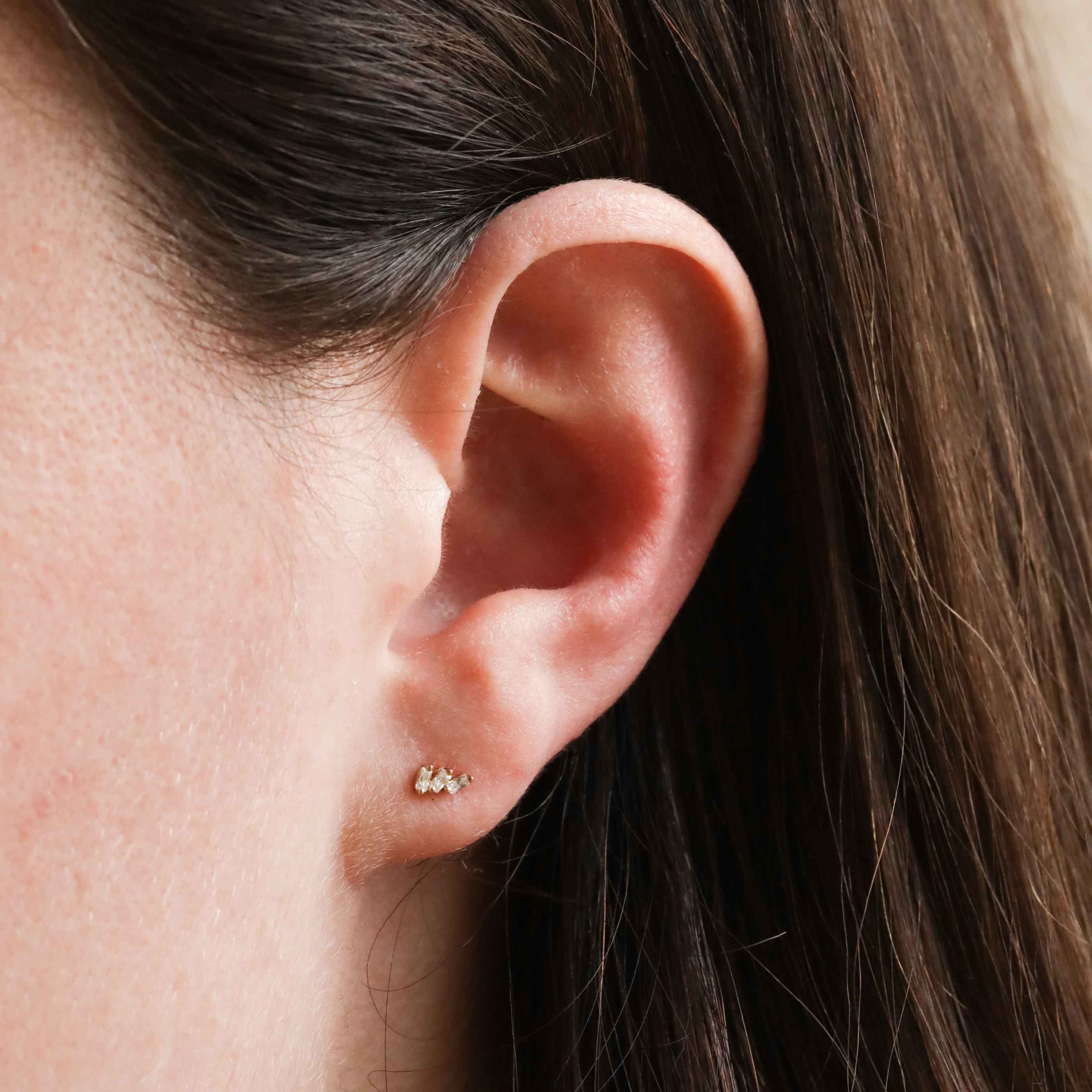 18k Rose Gold Plated Jewellery - Baguette Crystal Stud Earrings in Rose Gold - Stud Earrings - Astrid & Miyu