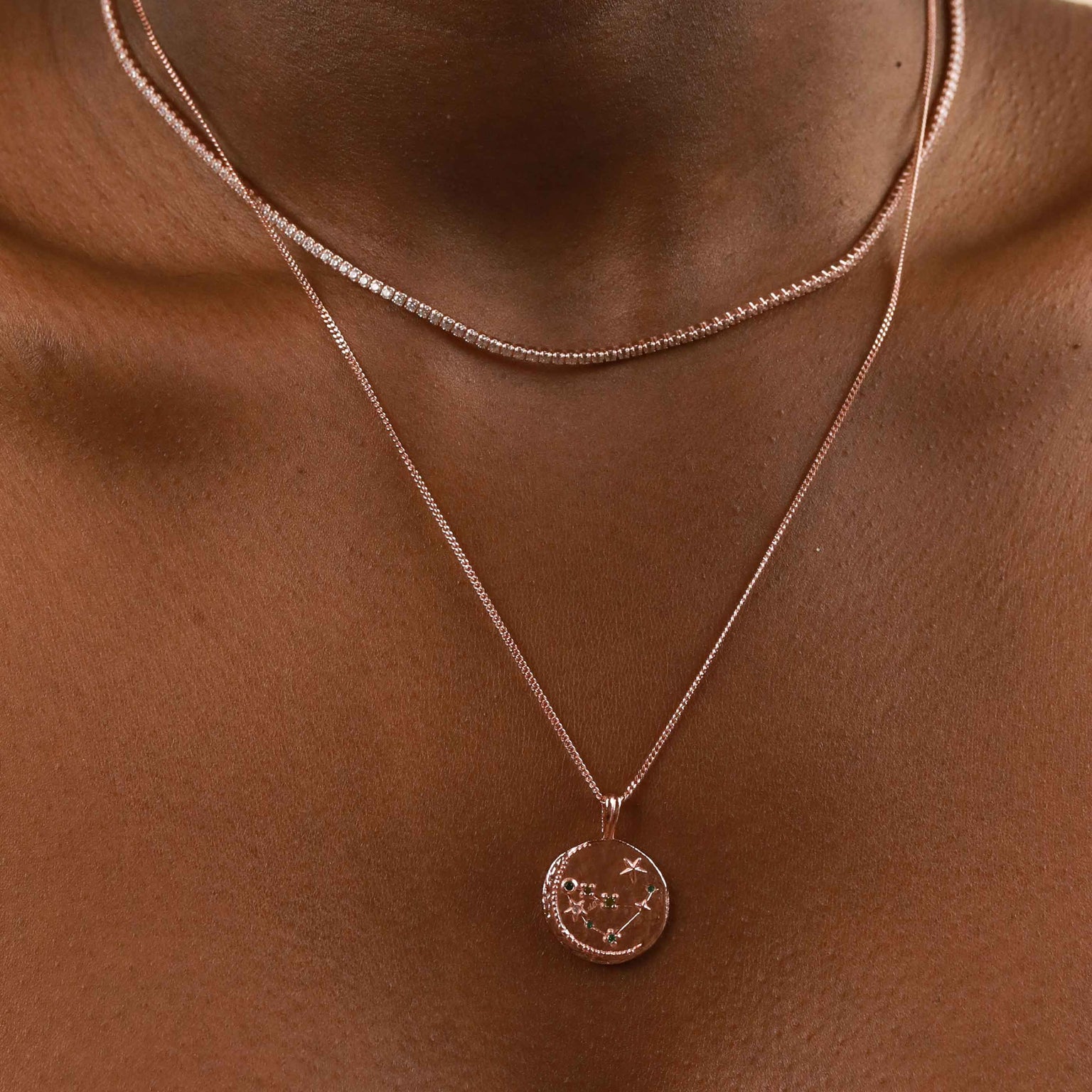 18k Rose Gold Plated Jewellery - Capricorn Zodiac Pendant Necklace in Rose Gold - Zodiac Pendant - Astrid & Miyu