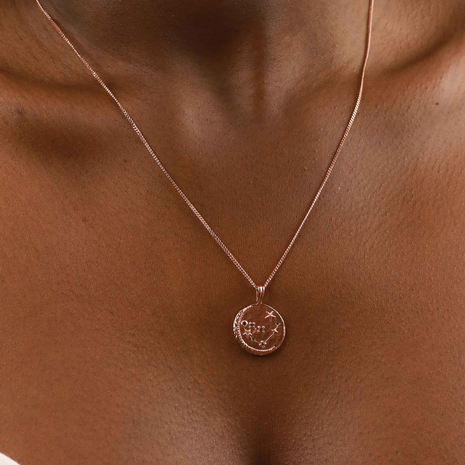 18k Rose Gold Plated Jewellery - Capricorn Zodiac Pendant Necklace in Rose Gold - Zodiac Pendant - Astrid & Miyu