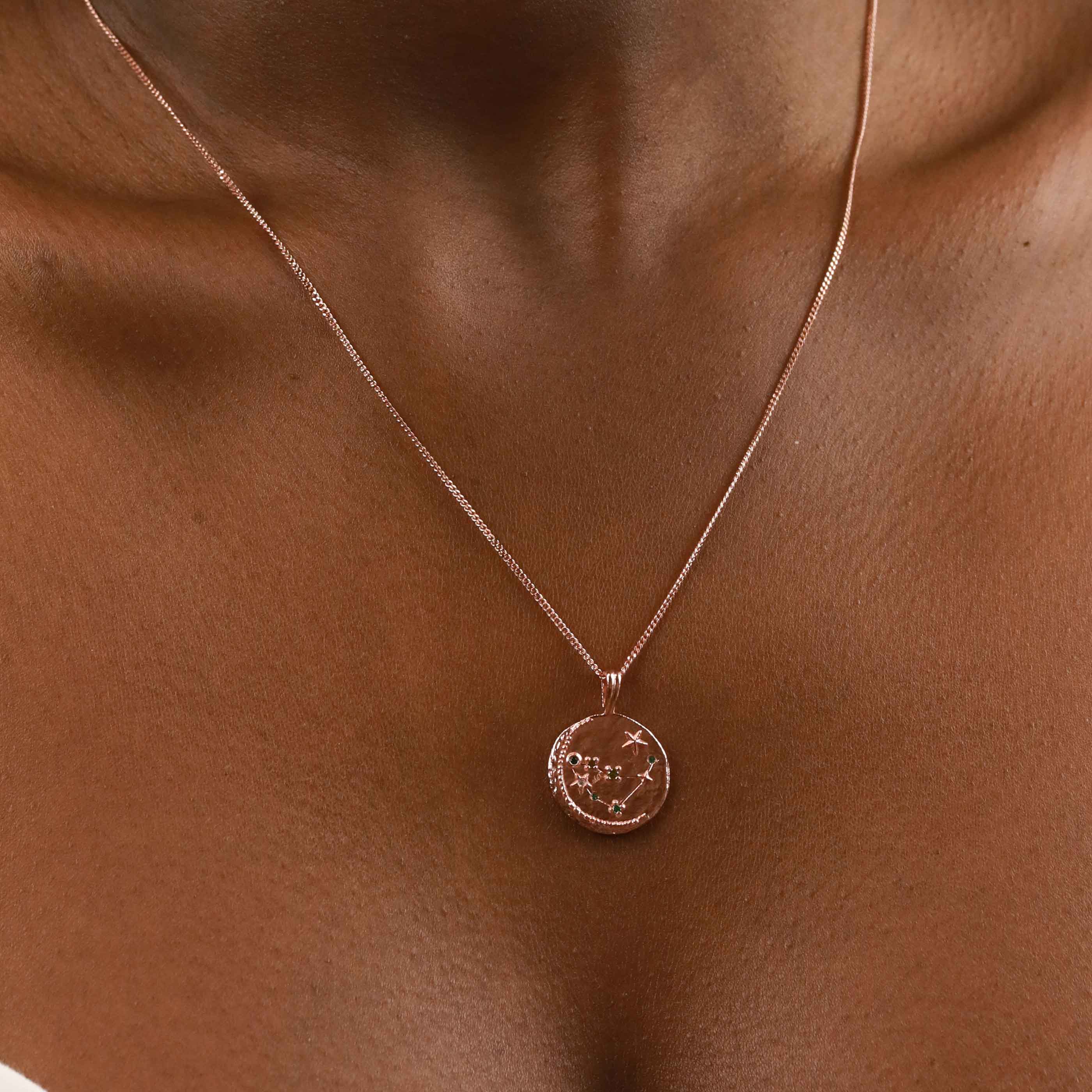 18k Rose Gold Plated Jewellery - Capricorn Zodiac Pendant Necklace in Rose Gold - Zodiac Pendant - Astrid & Miyu