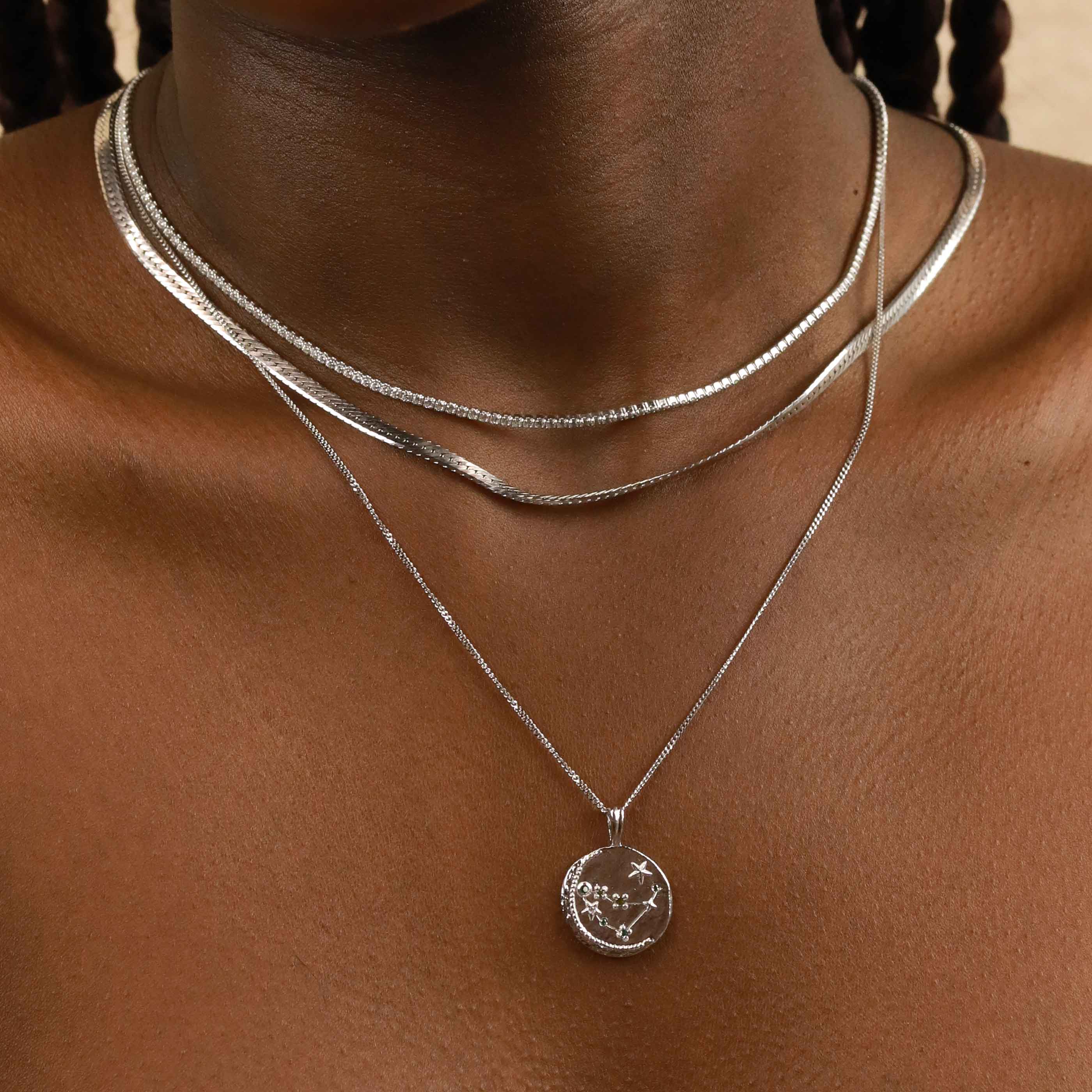 Capricorn Jewellery - Capricorn Zodiac Pendant Necklace in Silver - Zodiac Pendant - Astrid & Miyu
