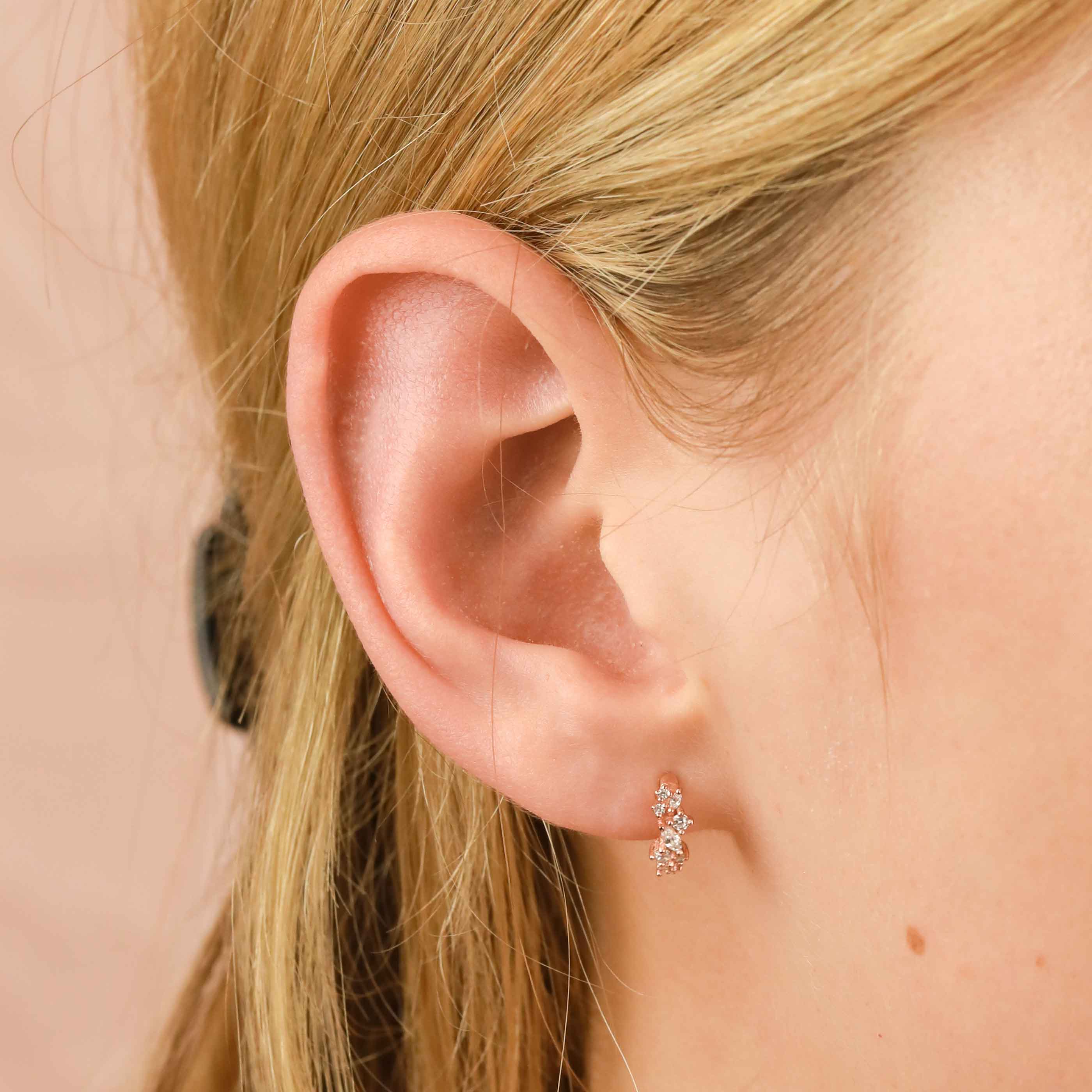 18k Rose Gold Plated Jewellery - Crystal Cluster Huggies in Rose Gold - Huggies - Astrid & Miyu