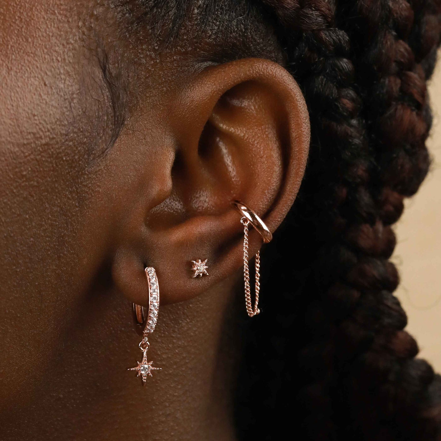 Core Collection SS23 - Crystal Star Hoops in Rose Gold - Hoop Earrings - Astrid & Miyu