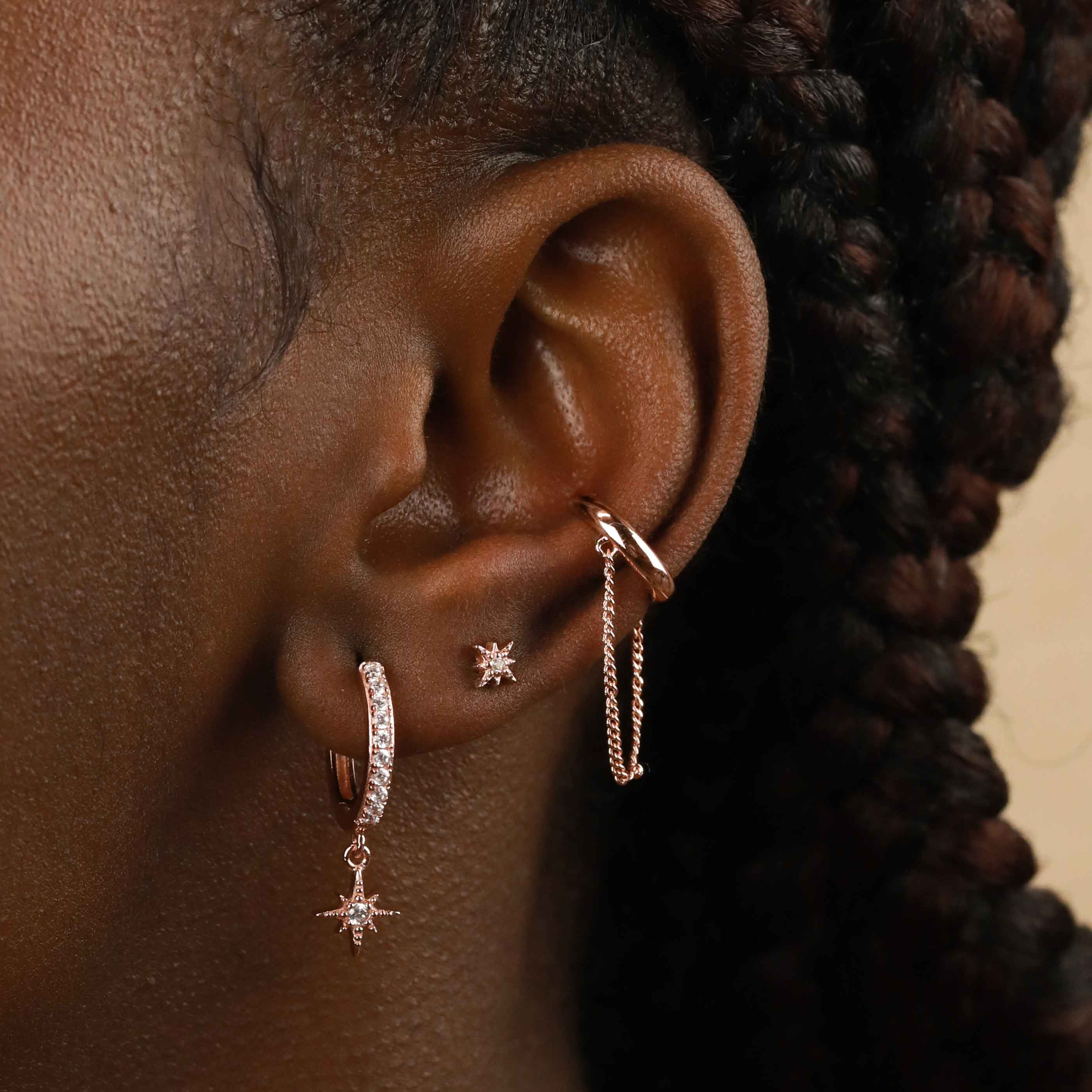 Core Collection SS23 - Crystal Star Hoops in Rose Gold - Hoop Earrings - Astrid & Miyu