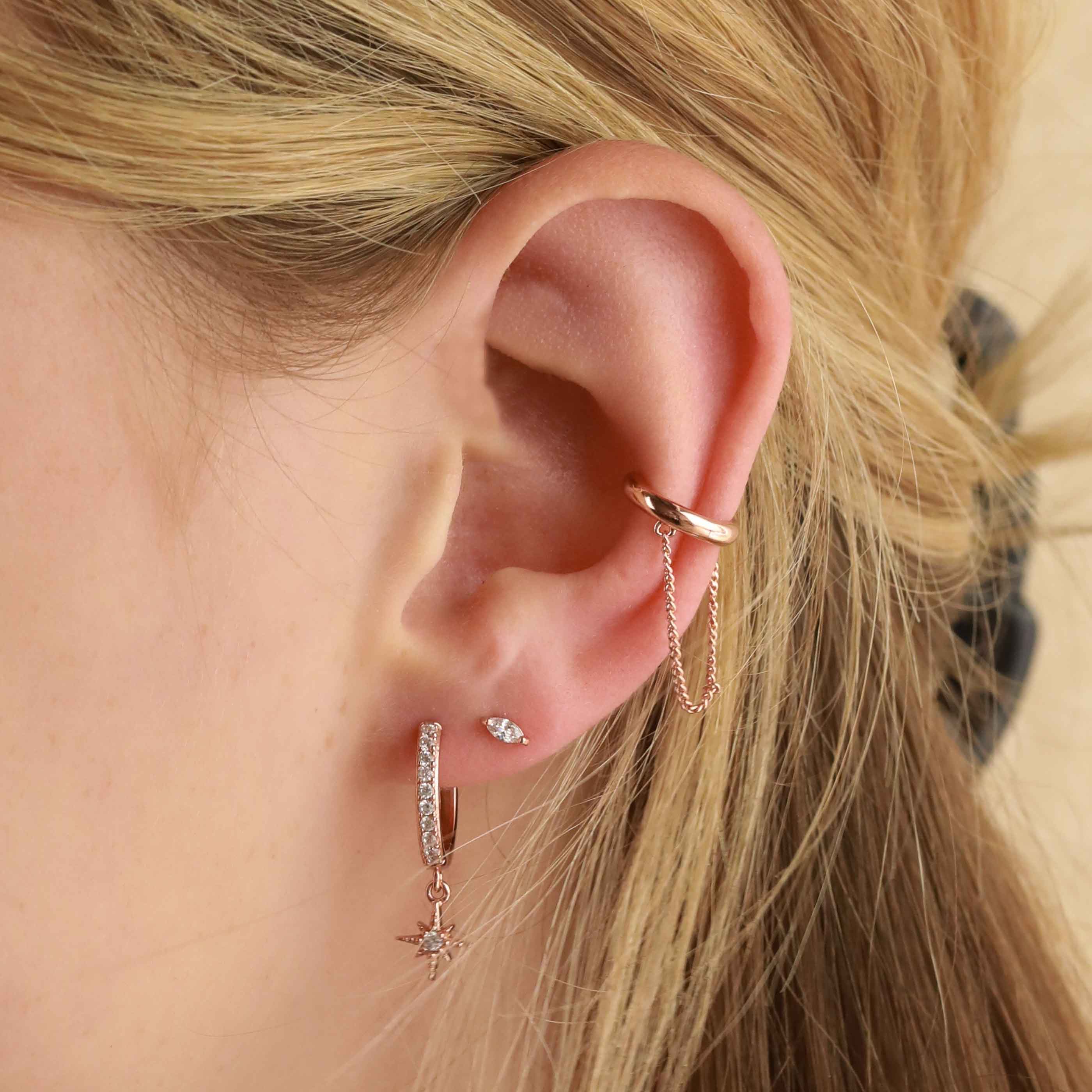 Core Collection SS23 - Crystal Star Hoops in Rose Gold - Hoop Earrings - Astrid & Miyu