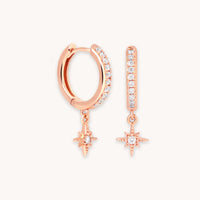 Crystal Star Hoops in Rose Gold