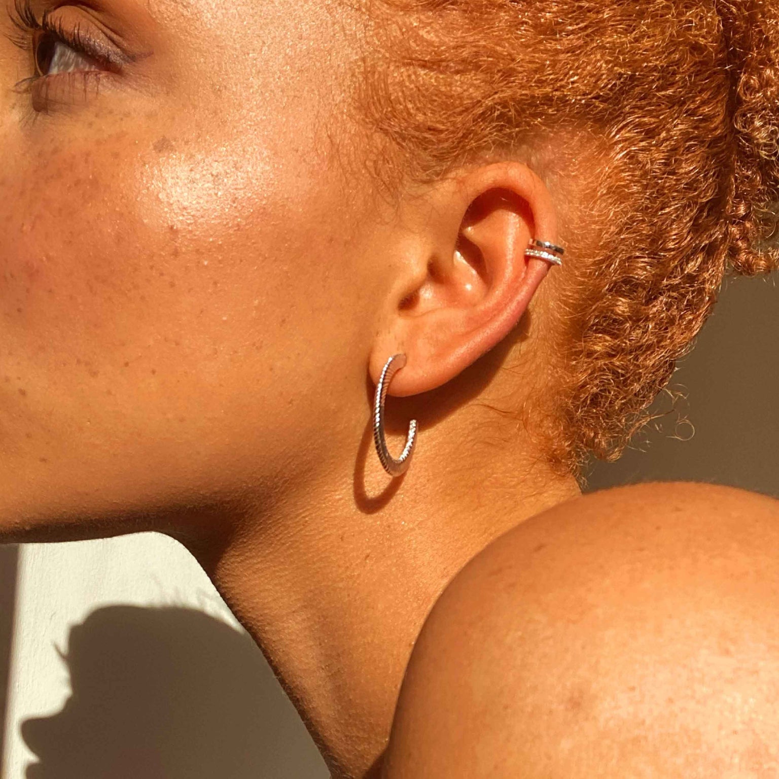 Recycled Sterling Silver Jewellery - Mini Illusion Crystal Ear Cuff in Silver - Ear Cuffs - Astrid & Miyu