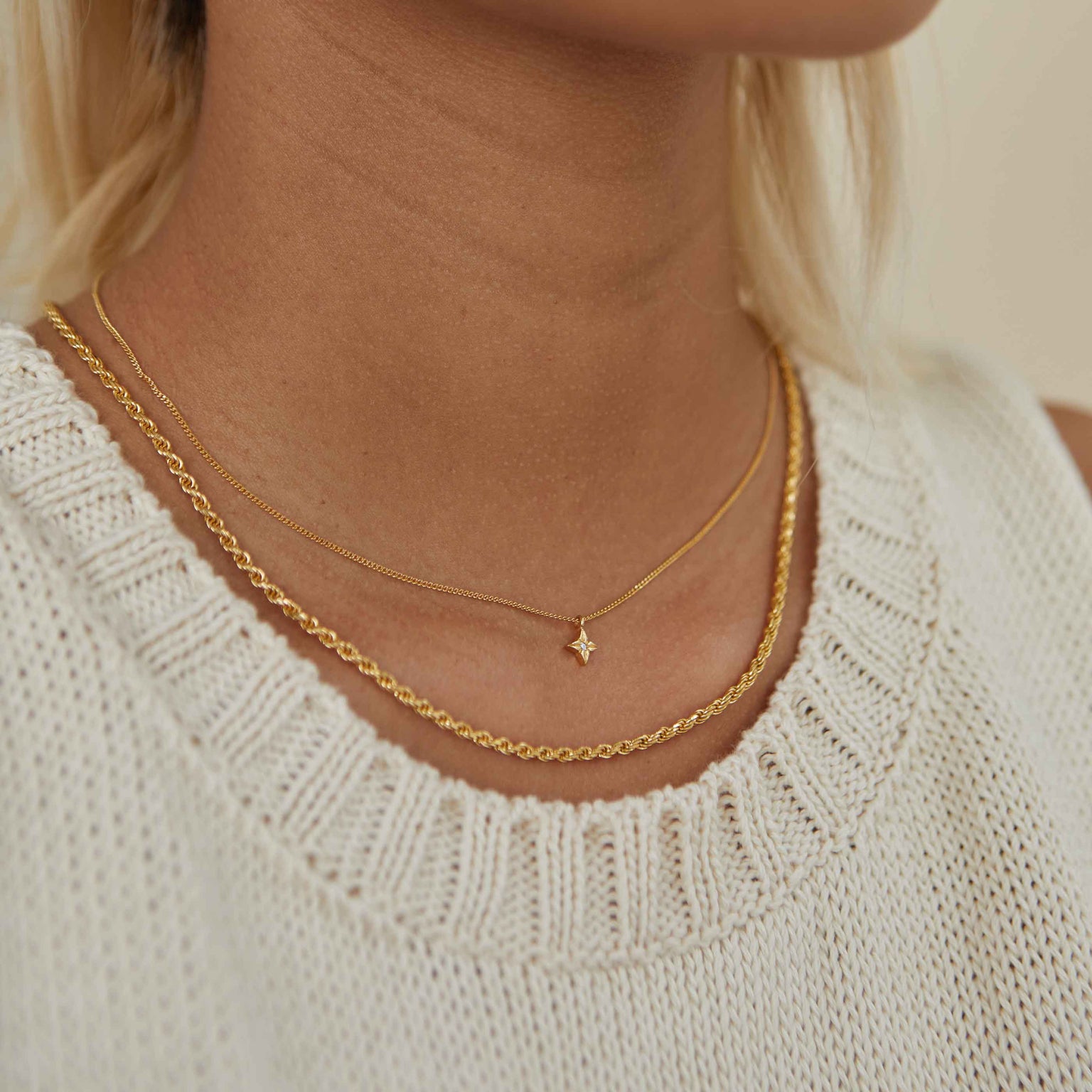 18k Gold Plated Jewellery - Rope Chain Necklace in Gold - Individual Chain - Astrid & Miyu