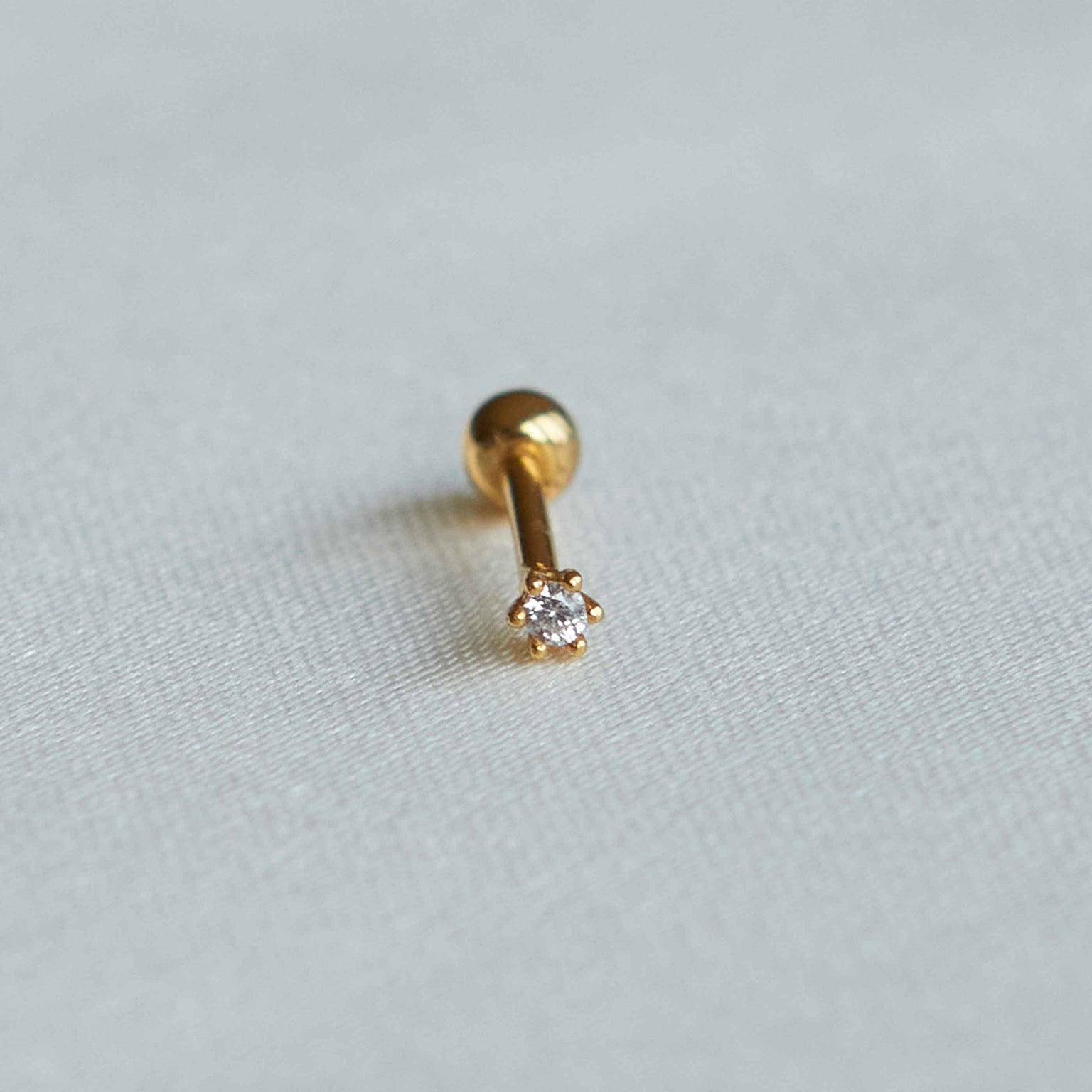 18k Gold Plated Jewellery - Flora Tiny Barbell in Gold - Barbell Earring - Astrid & Miyu