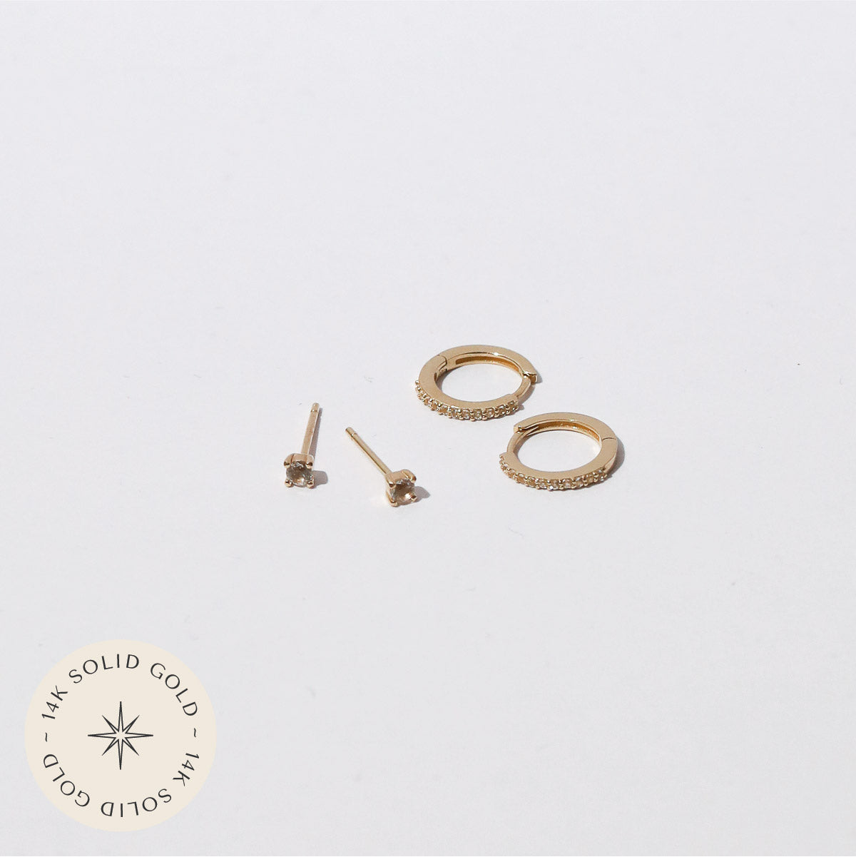 White Topaz Stacking Set in Solid Gold