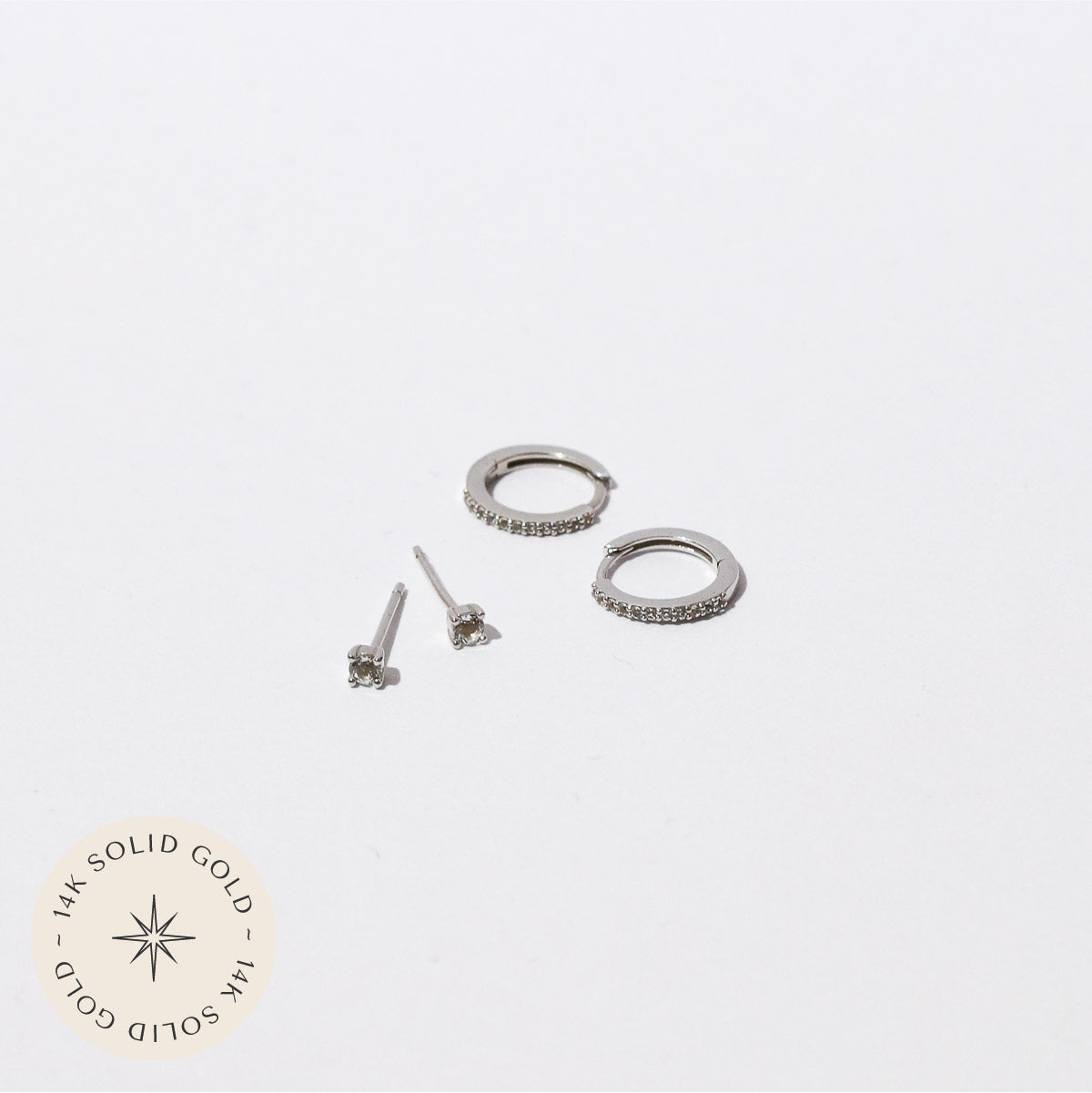 White Topaz Stacking Set in Solid White Gold