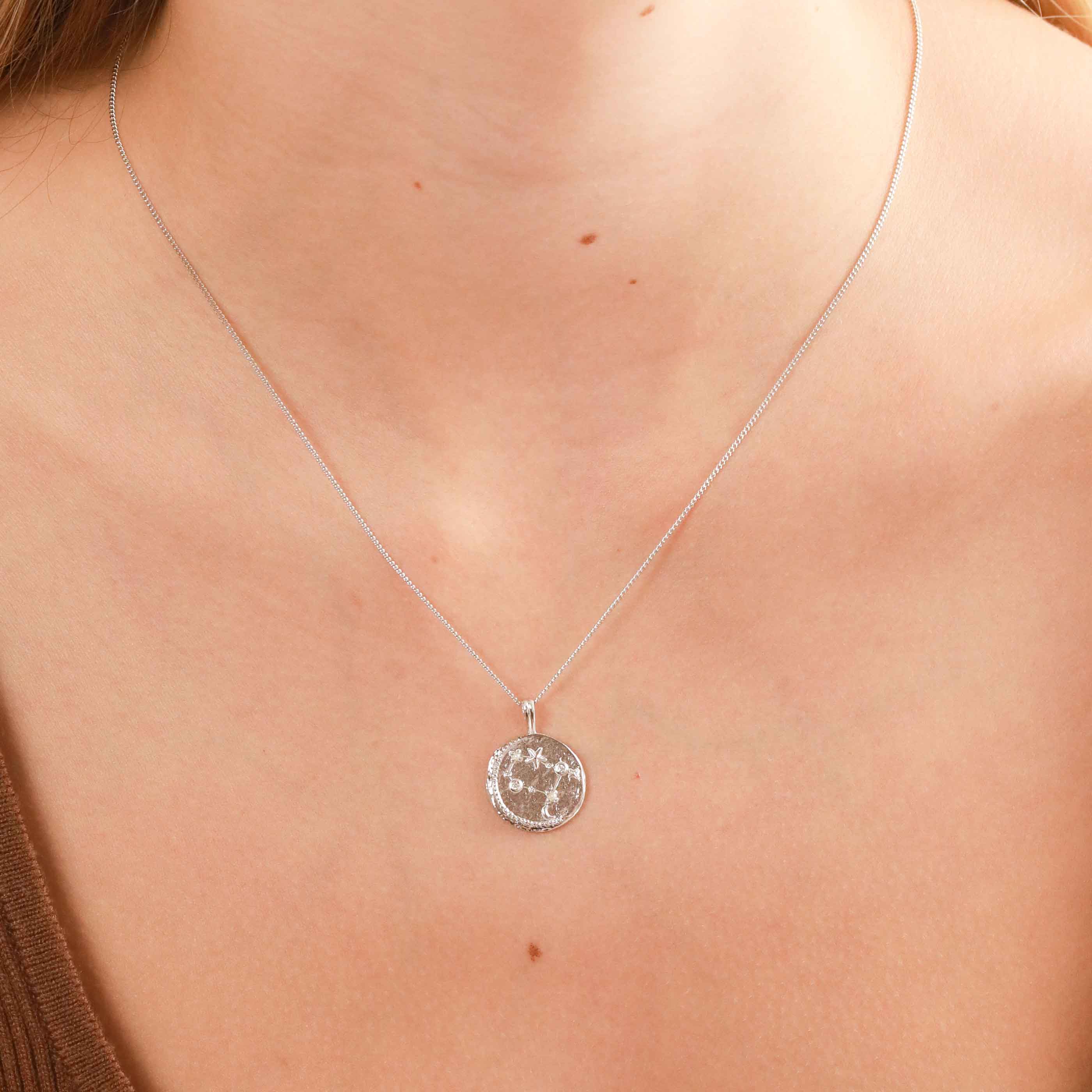 Gemini Jewellery - Gemini Zodiac Pendant Necklace in Silver - Zodiac Pendant - Astrid & Miyu