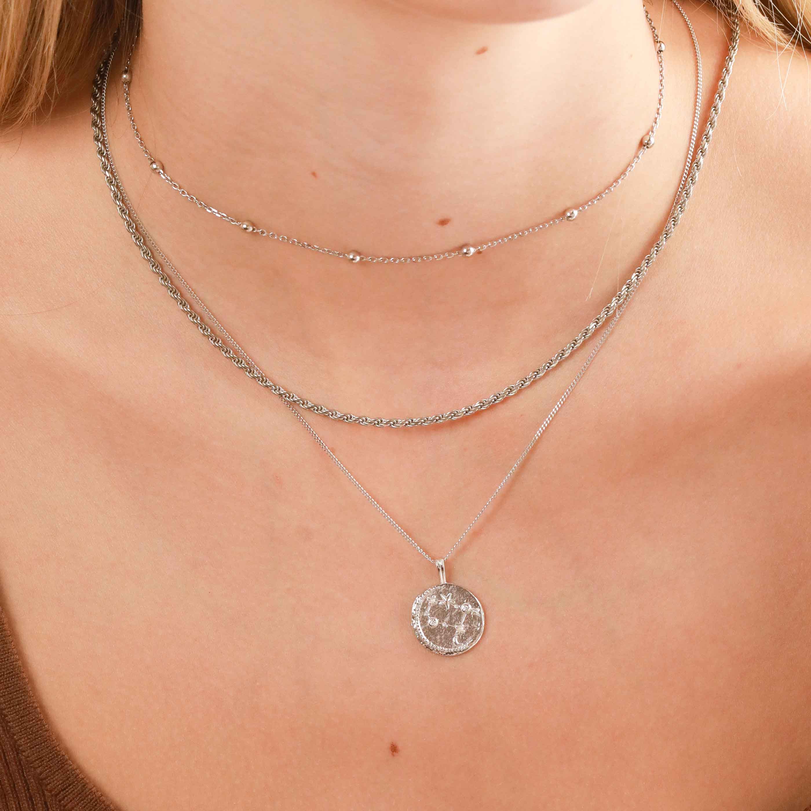 Gemini Jewellery - Gemini Zodiac Pendant Necklace in Silver - Zodiac Pendant - Astrid & Miyu