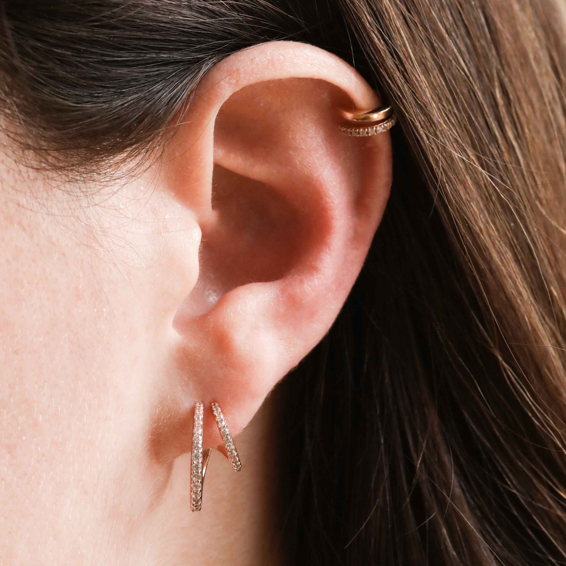 18k Rose Gold Plated Jewellery - Mini Illusion Crystal Ear Cuff in Rose Gold - Ear Cuffs - Astrid & Miyu