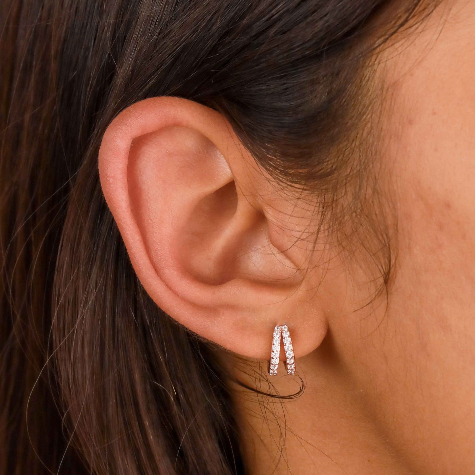 18k Rose Gold Plated Jewellery - Illusion Crystal Huggies in Rose Gold - Huggies - Astrid & Miyu