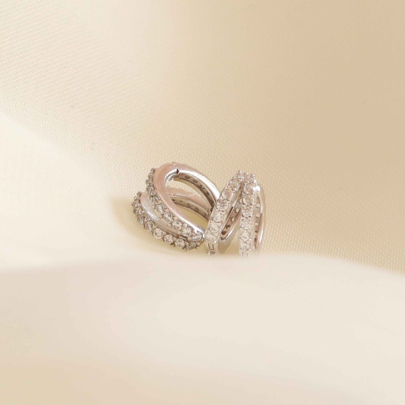 Illusion Crystal Huggies in Silver