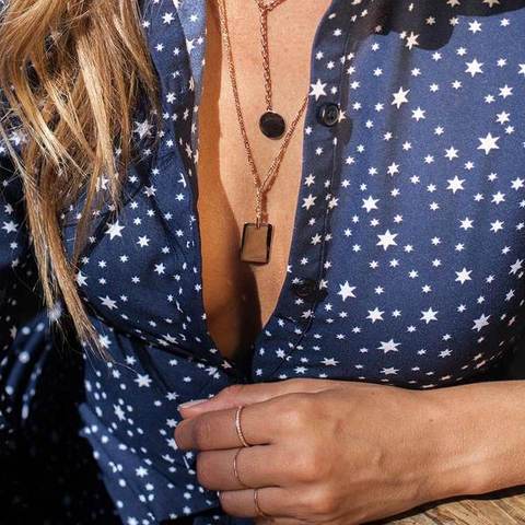 18k Rose Gold Plated Jewellery - Basic 2.0 Large ID Necklace in Rose Gold - Pendant Necklace - Astrid & Miyu