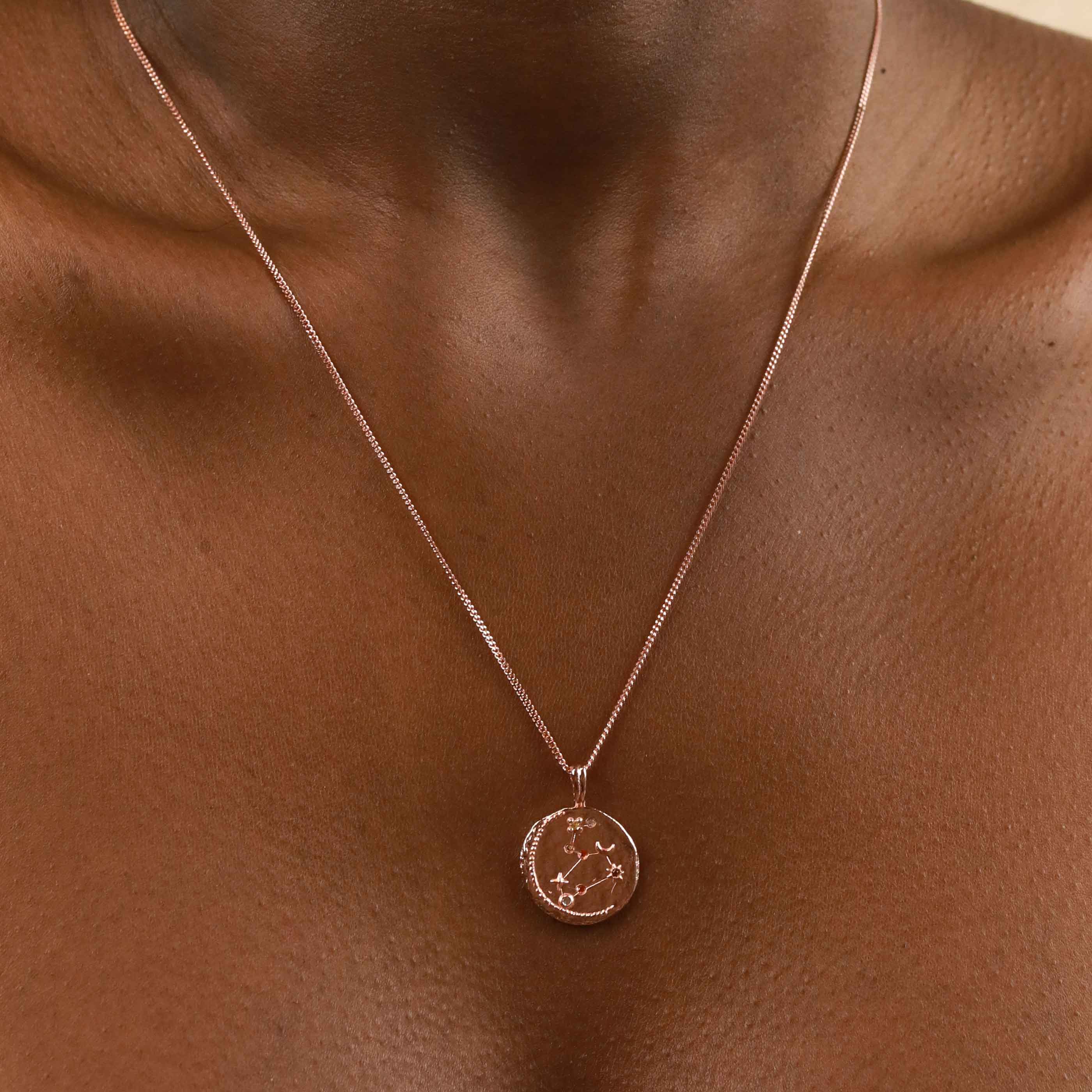18k Rose Gold Plated Jewellery - Leo Zodiac Pendant Necklace in Rose Gold - Zodiac Pendant - Astrid & Miyu