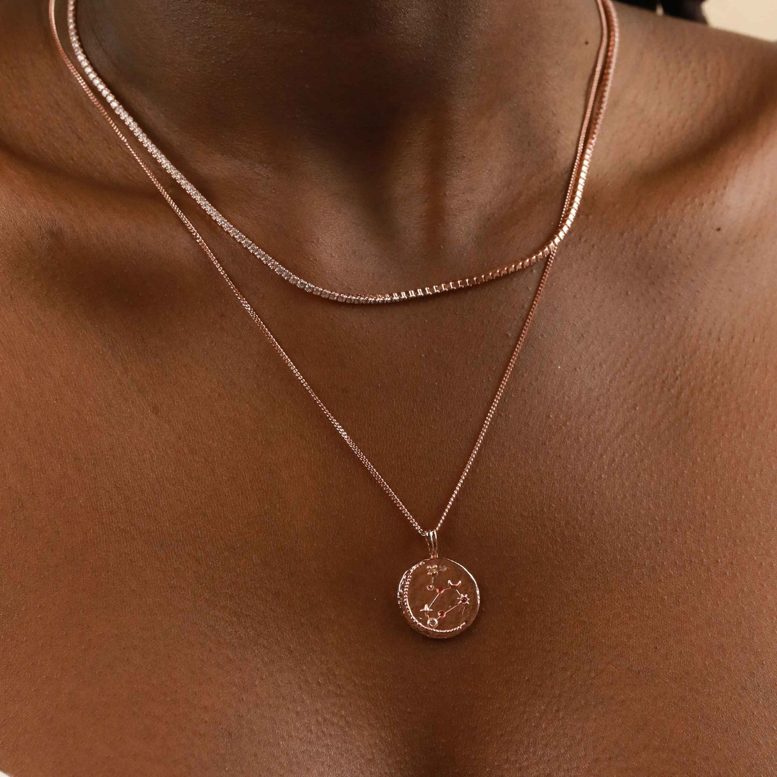 18k Rose Gold Plated Jewellery - Leo Zodiac Pendant Necklace in Rose Gold - Zodiac Pendant - Astrid & Miyu