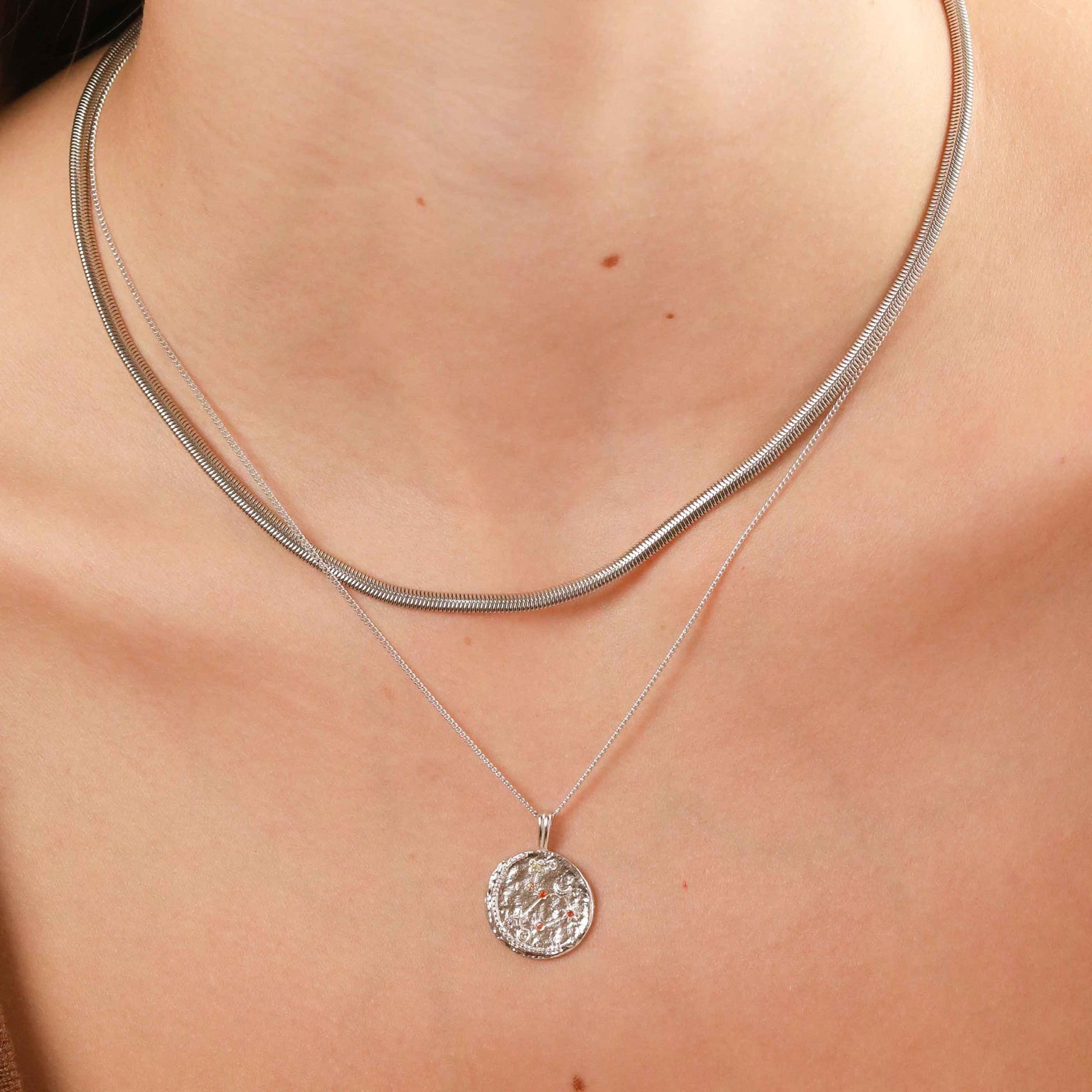 Gemstone Necklaces - Leo Zodiac Pendant Necklace in Silver - Zodiac Pendant - Astrid & Miyu