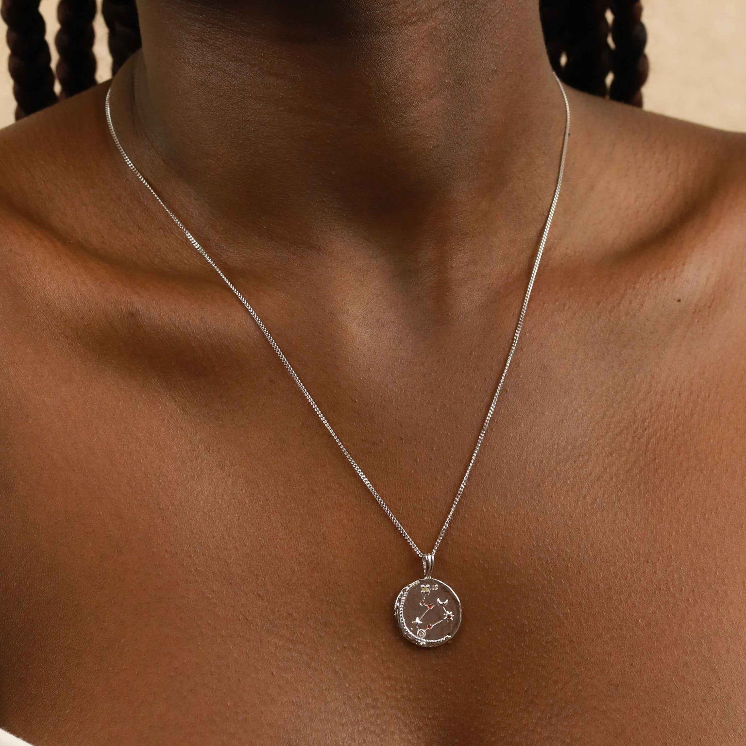 Gemstone Necklaces - Leo Zodiac Pendant Necklace in Silver - Zodiac Pendant - Astrid & Miyu