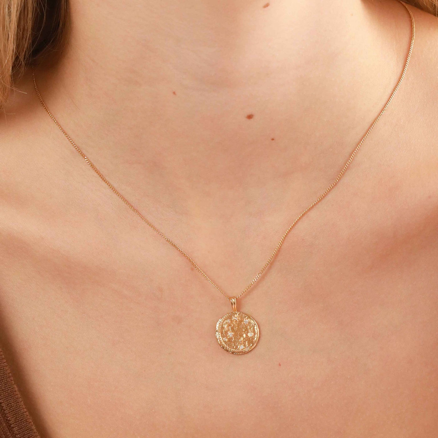 18k Gold Plated Jewellery - Libra Zodiac Pendant Necklace in Gold - Zodiac Pendant - Astrid & Miyu