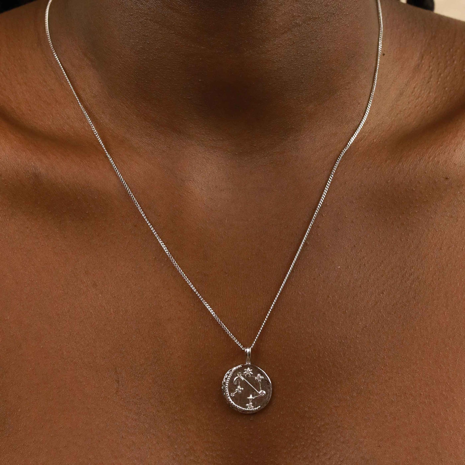 Gemstone Necklaces - Libra Zodiac Pendant Necklace in Silver - Zodiac Pendant - Astrid & Miyu