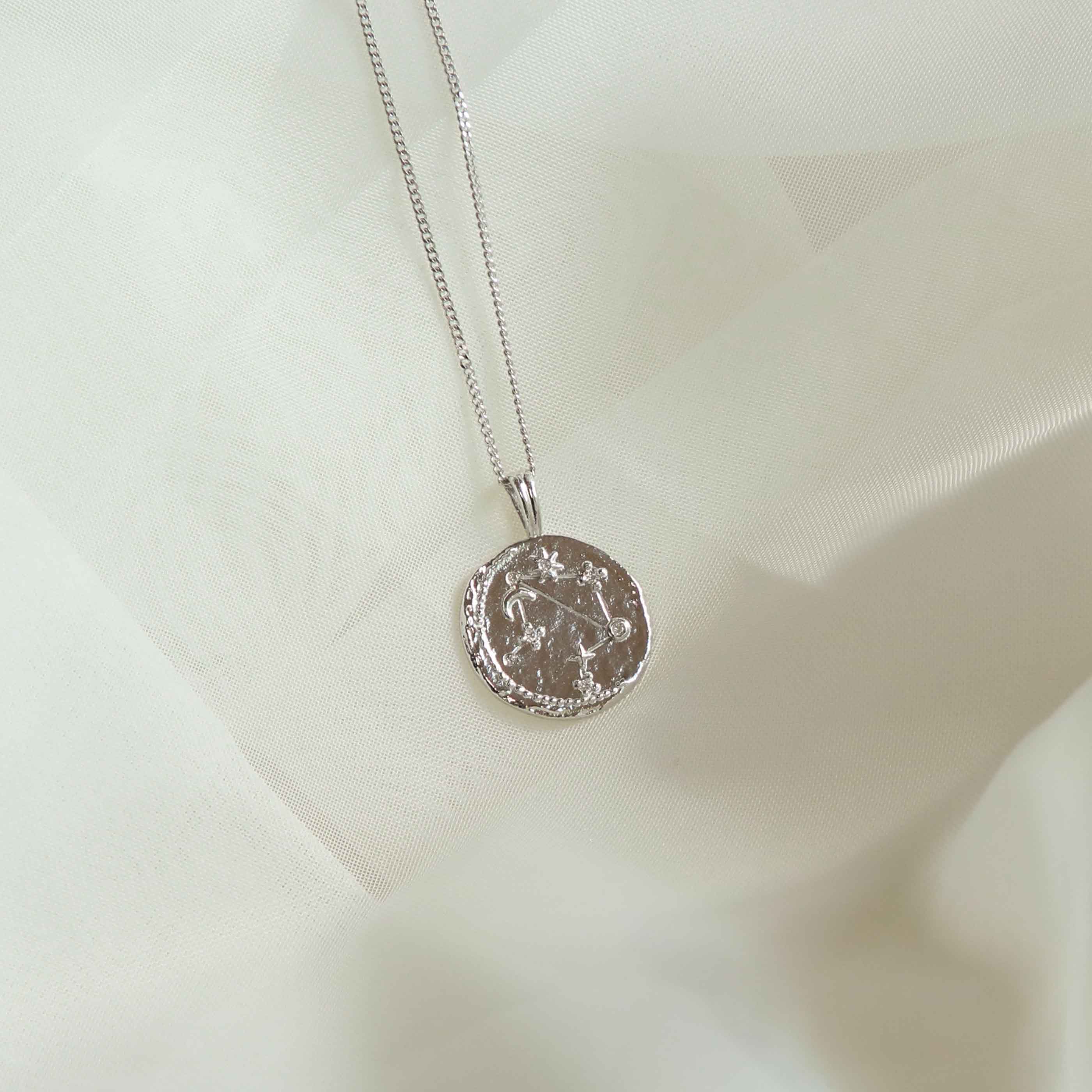 Gemstone Necklaces - Libra Zodiac Pendant Necklace in Silver - Zodiac Pendant - Astrid & Miyu