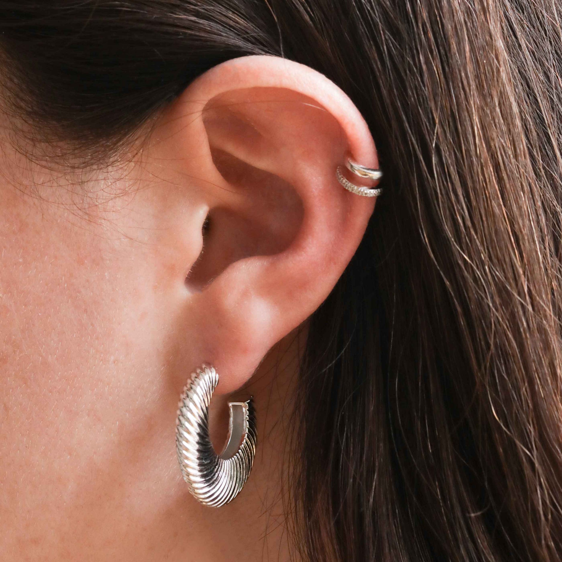Recycled Sterling Silver Jewellery - Mini Illusion Crystal Ear Cuff in Silver - Ear Cuffs - Astrid & Miyu